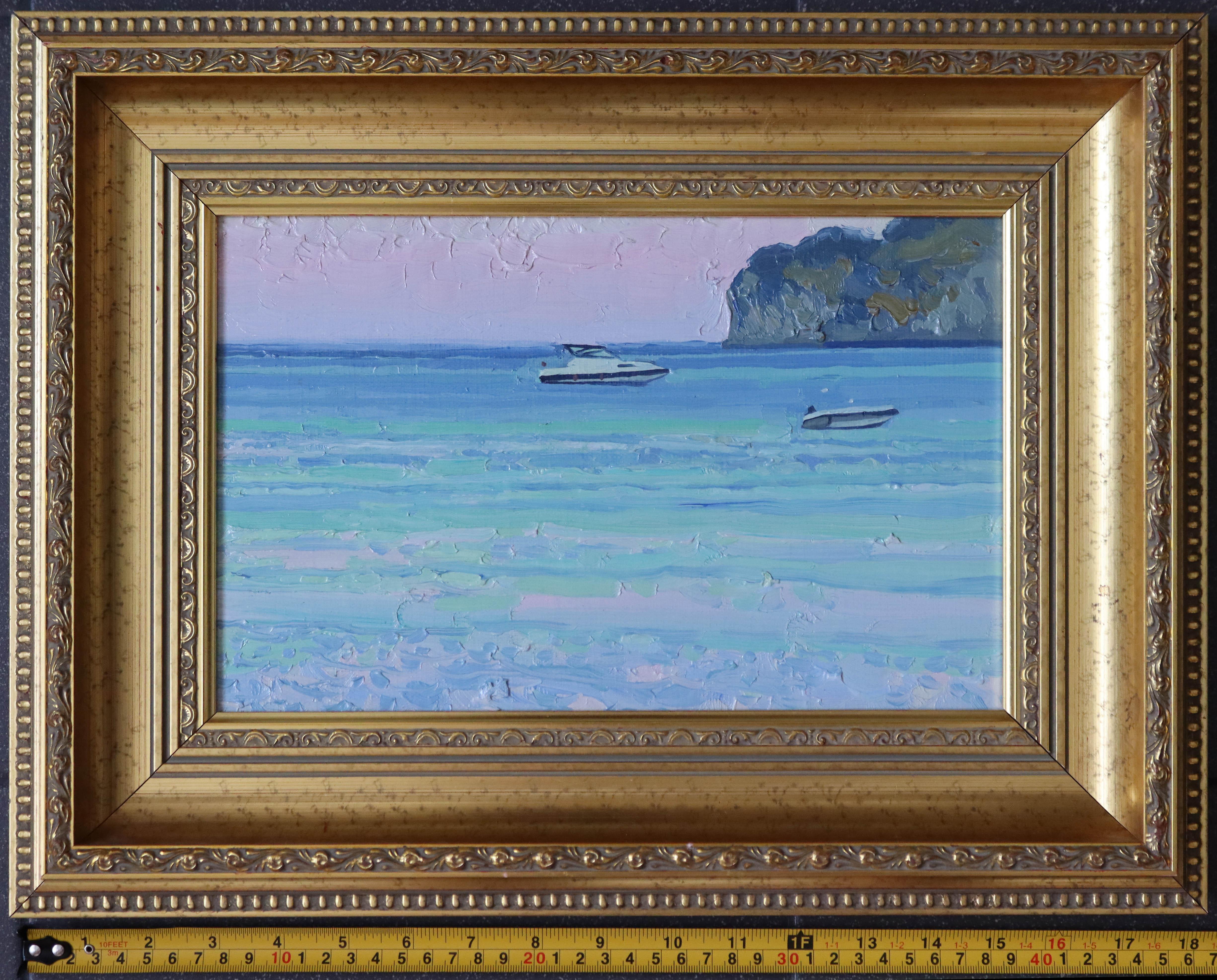 Sonnenuntergang. Boote auf dem Meer im Angebot 7