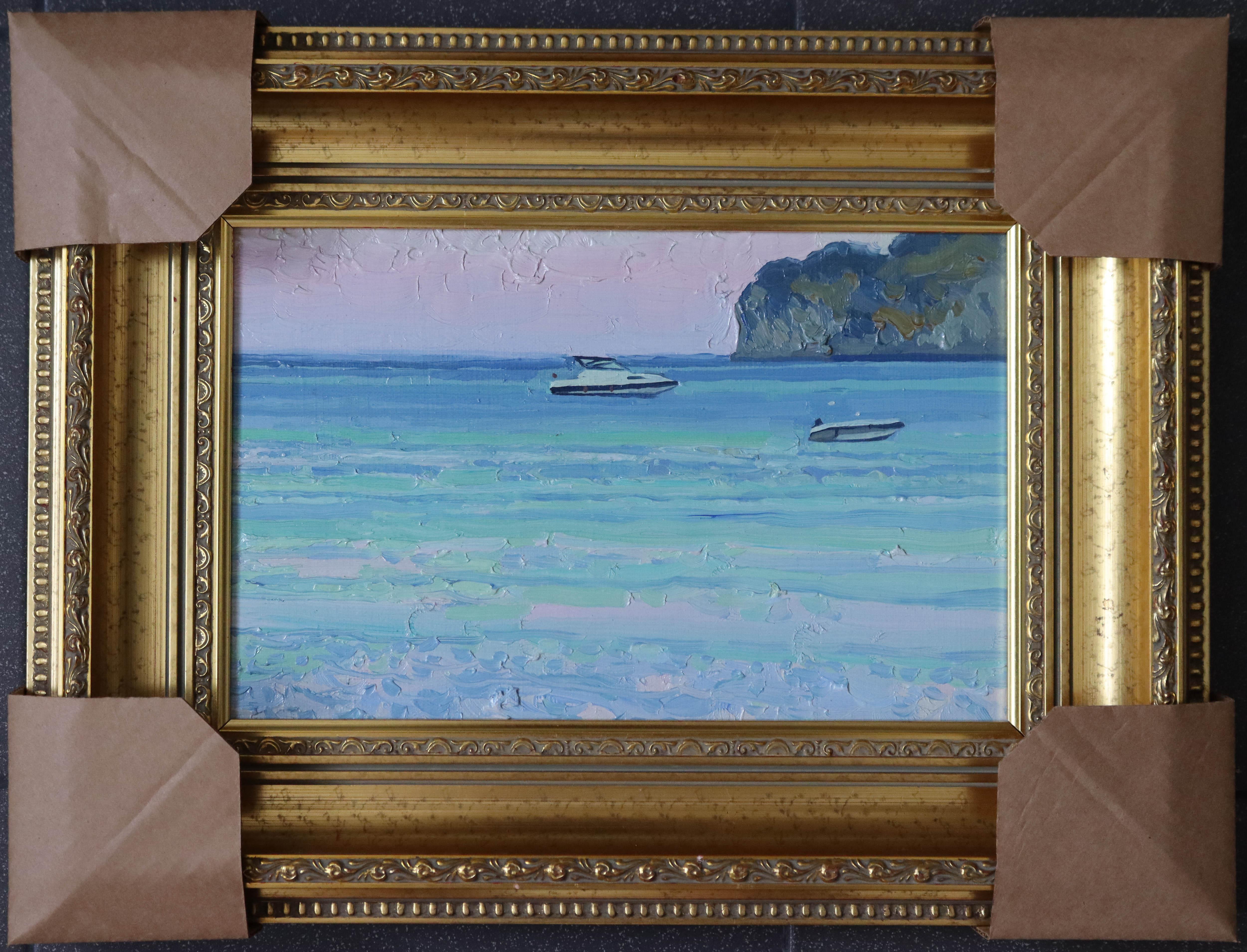 Sonnenuntergang. Boote auf dem Meer im Angebot 10