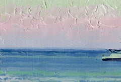 Sonnenuntergang. Boote auf dem Meer