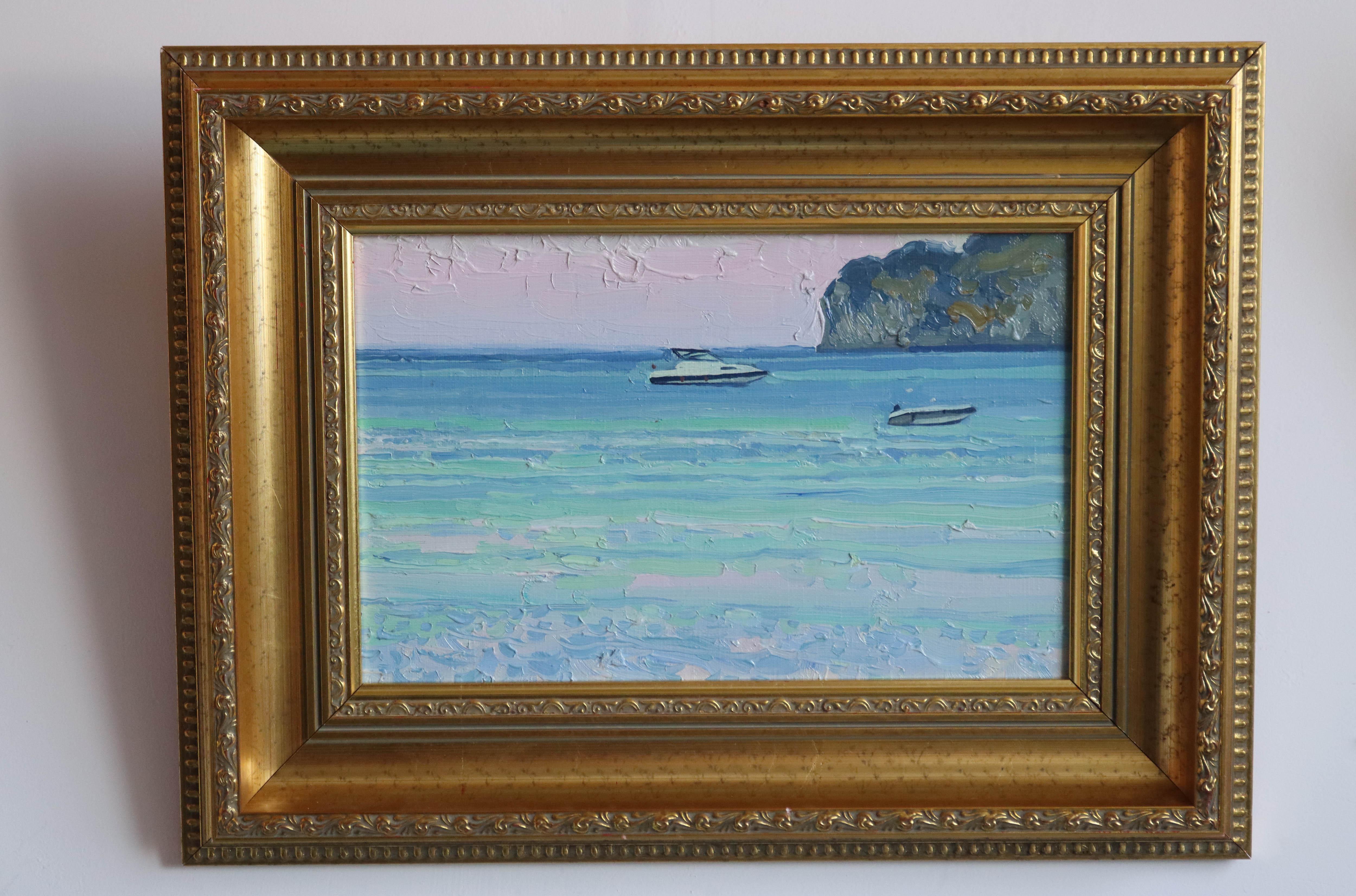 Sonnenuntergang. Boote auf dem Meer im Angebot 2