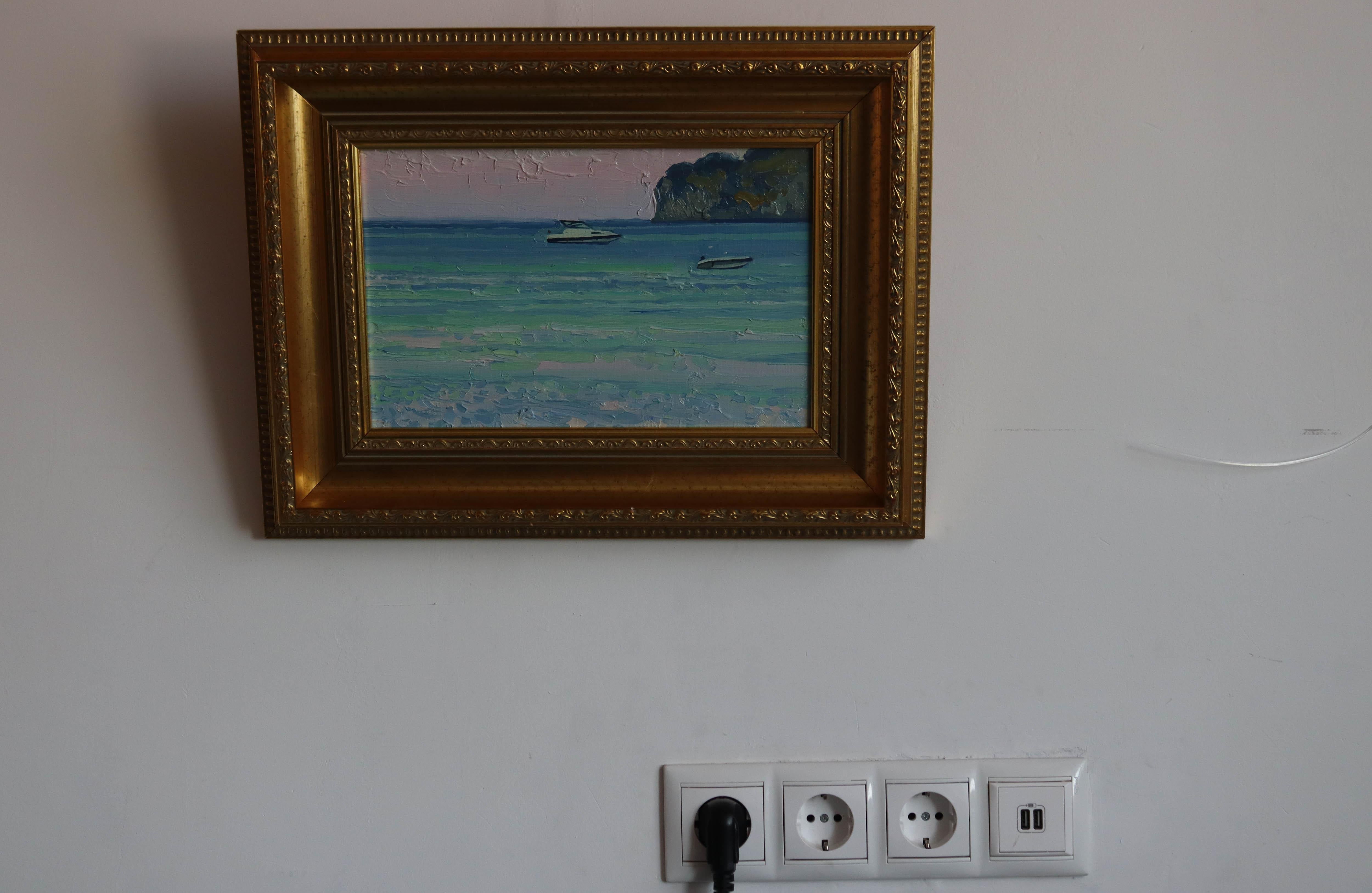 Sonnenuntergang. Boote auf dem Meer im Angebot 4