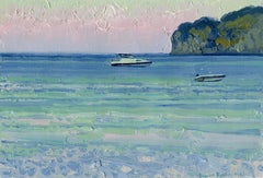 Sonnenuntergang. Boote auf dem Meer