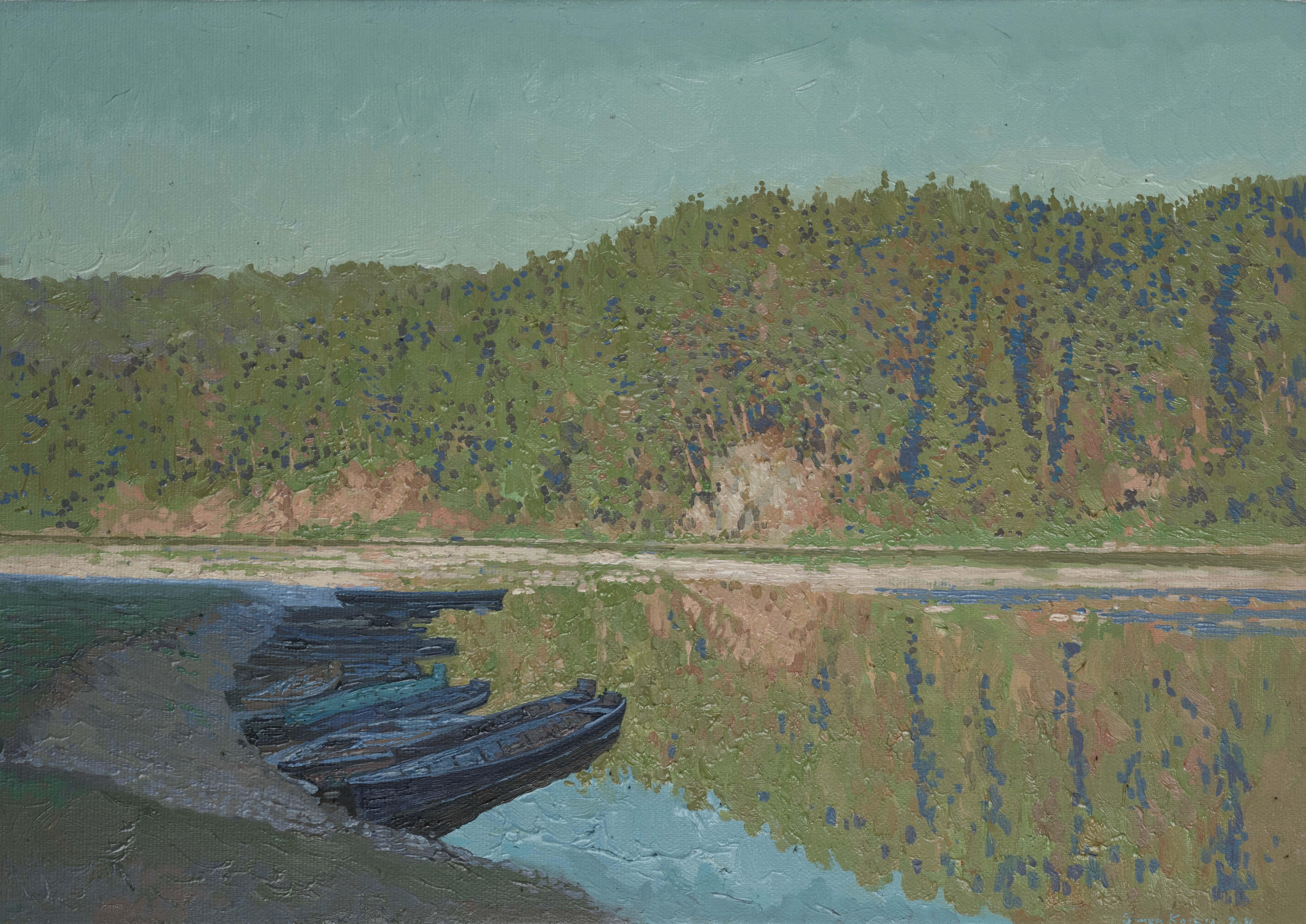 Landscape Painting de Simon Kozhin - Puesta de sol. Río Chusovaya. Kyn