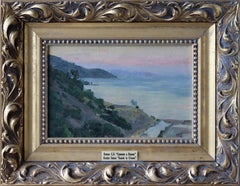 Tramonto ad Alushta, Pittura di paesaggio, Olio su tela, 20x30 cm