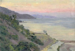 Sunset in Alushta, Landscape Painting, Oil on Canvas, 20x30 cm