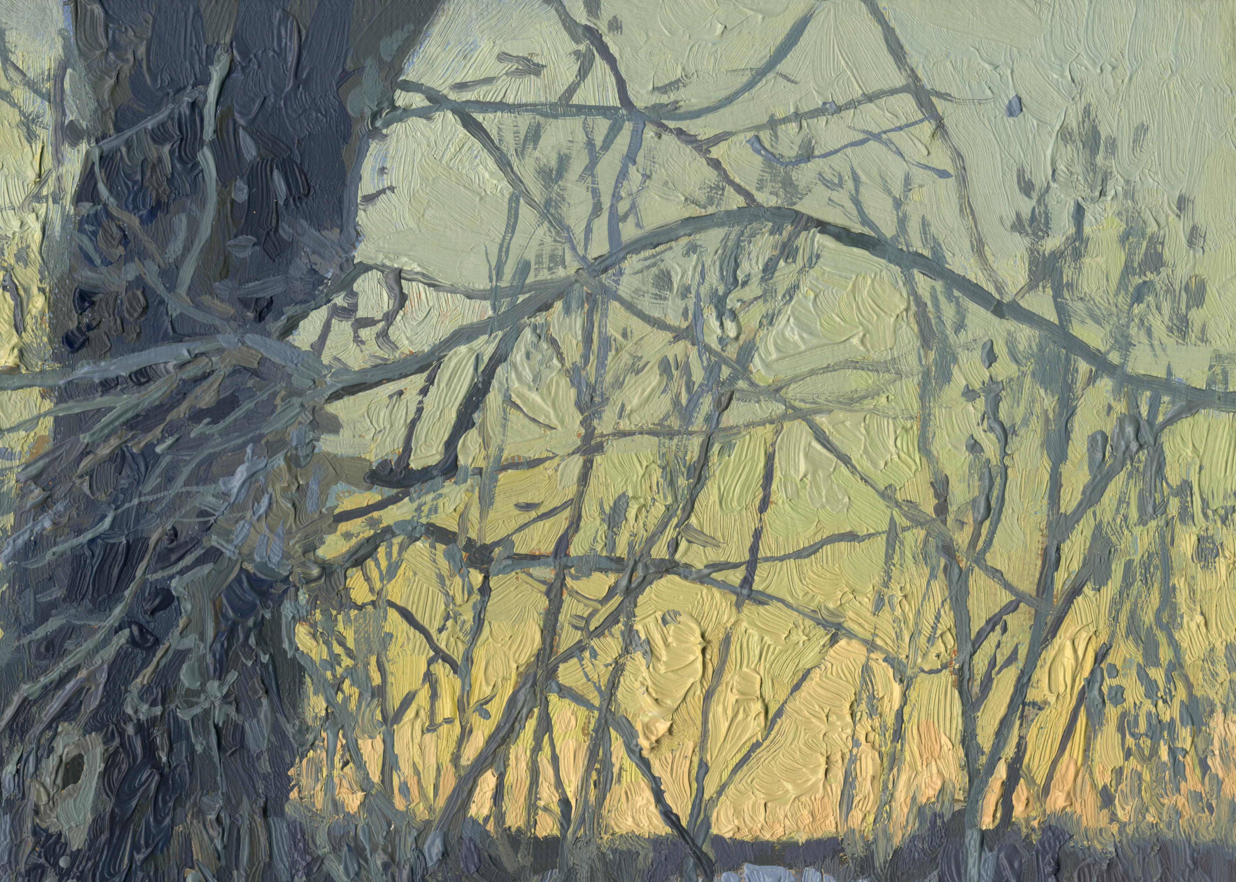 Puesta de sol en Stupino. Febrero - Painting Impresionista de Simon Kozhin