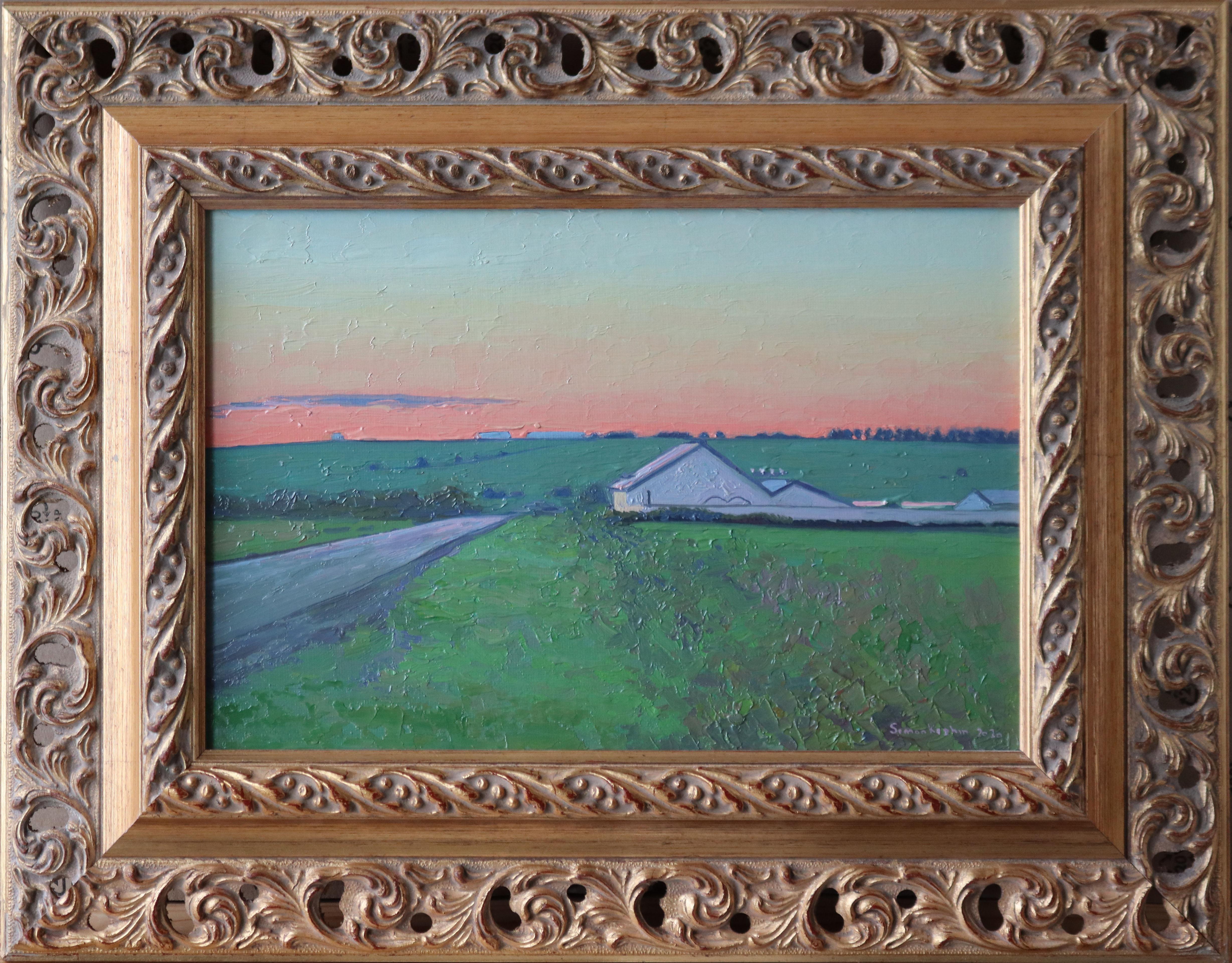 Sunset on the farm - Painting by Simon Kozhin