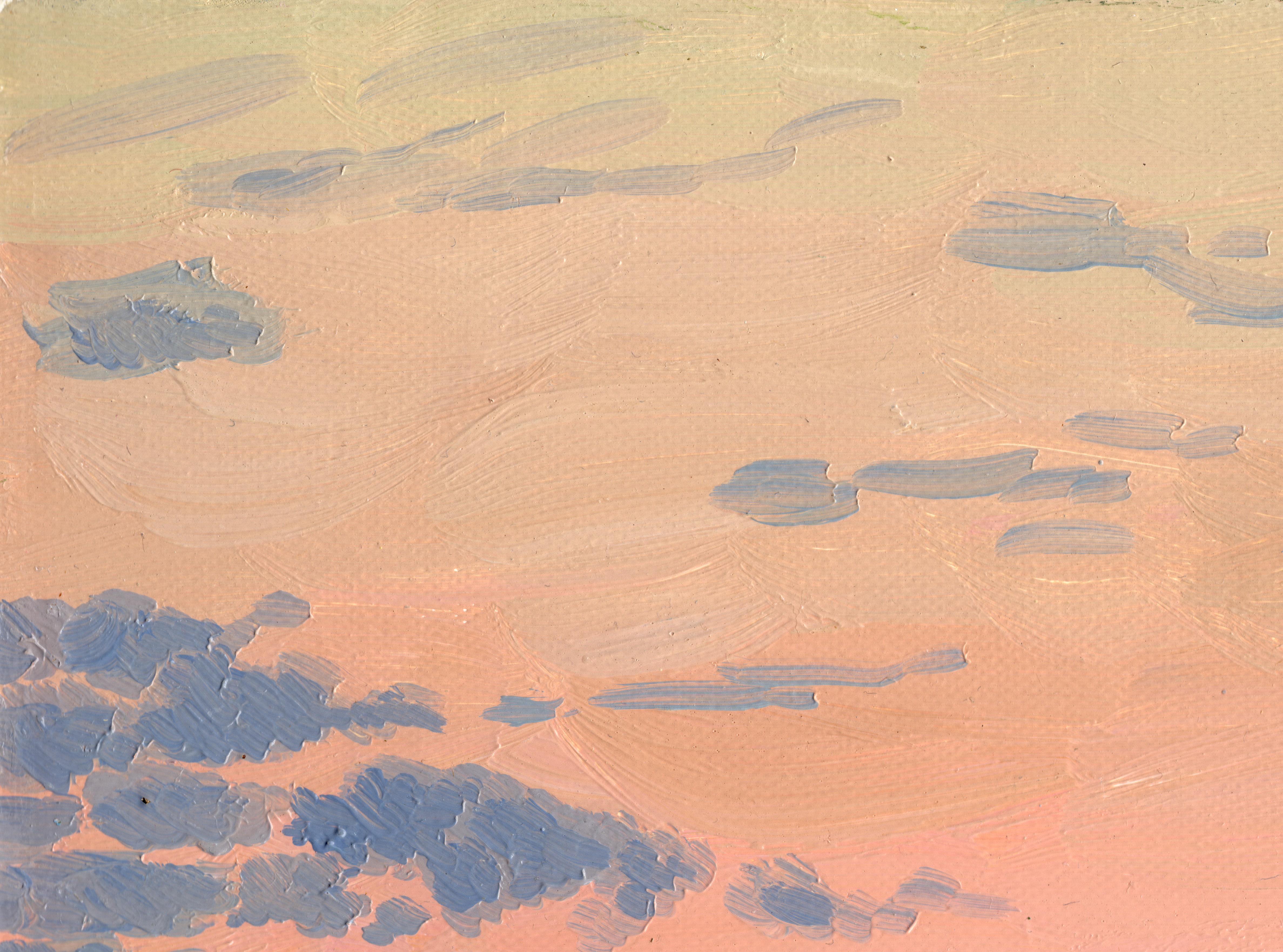 Le coucher du soleil. Champ russe - Painting de Simon Kozhin
