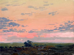 Le coucher du soleil. Champ russe