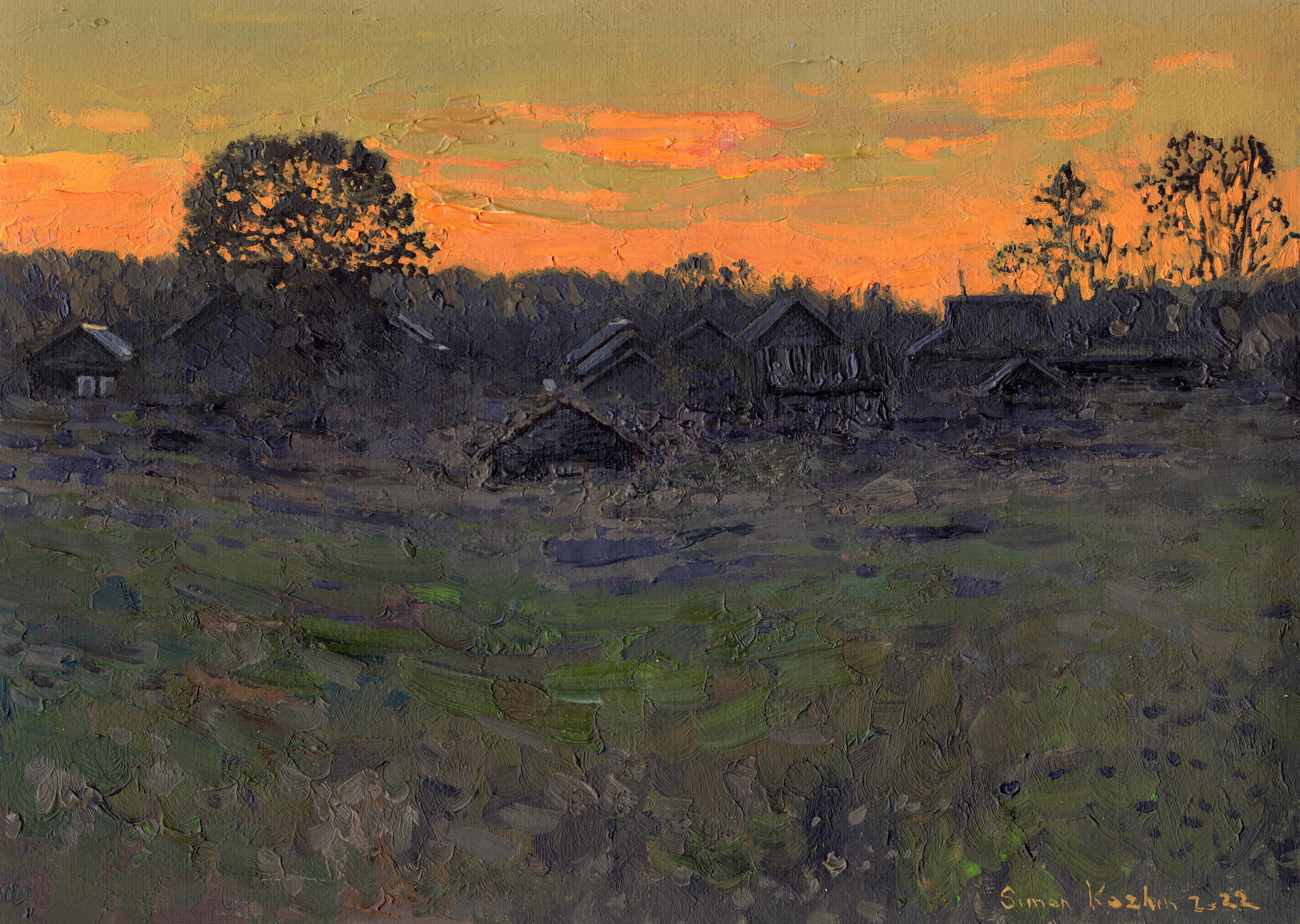 Simon Kozhin Landscape Painting - Sunset. Sukhoy ruchey