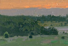 Sonnenuntergang. Der Nebel verbreitet sich. Bolschoi Sytkowo