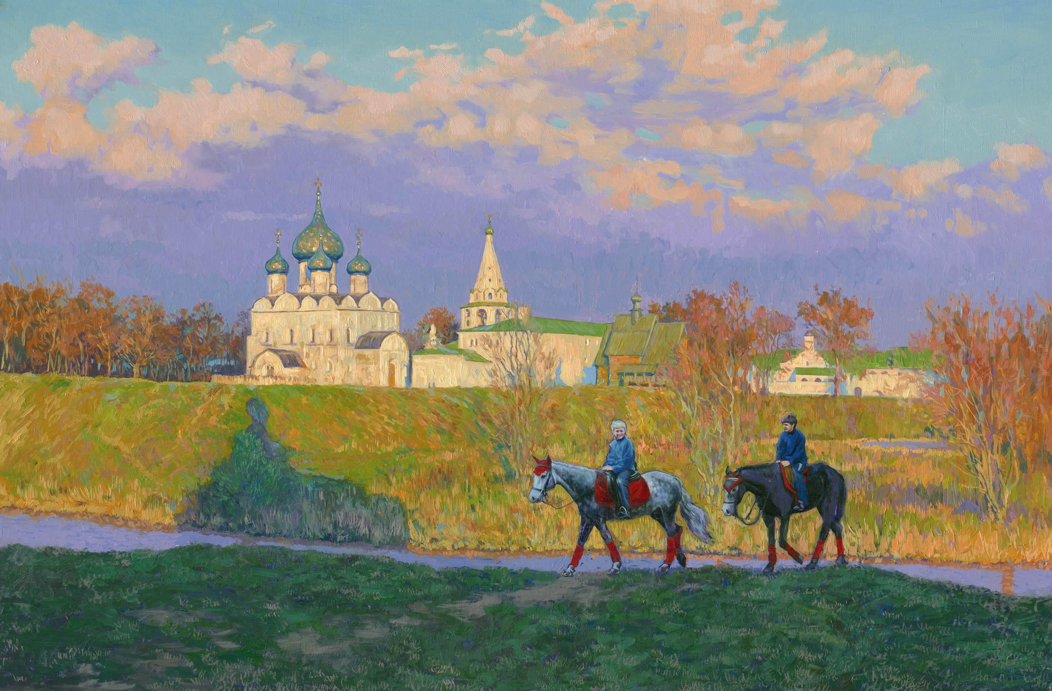 Simon Kozhin Landscape Painting – Suzdal. Reiten