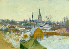 Suzdal. Spring day, Impressionism painting 2005 Oil on board 25 x 35 cm Framed