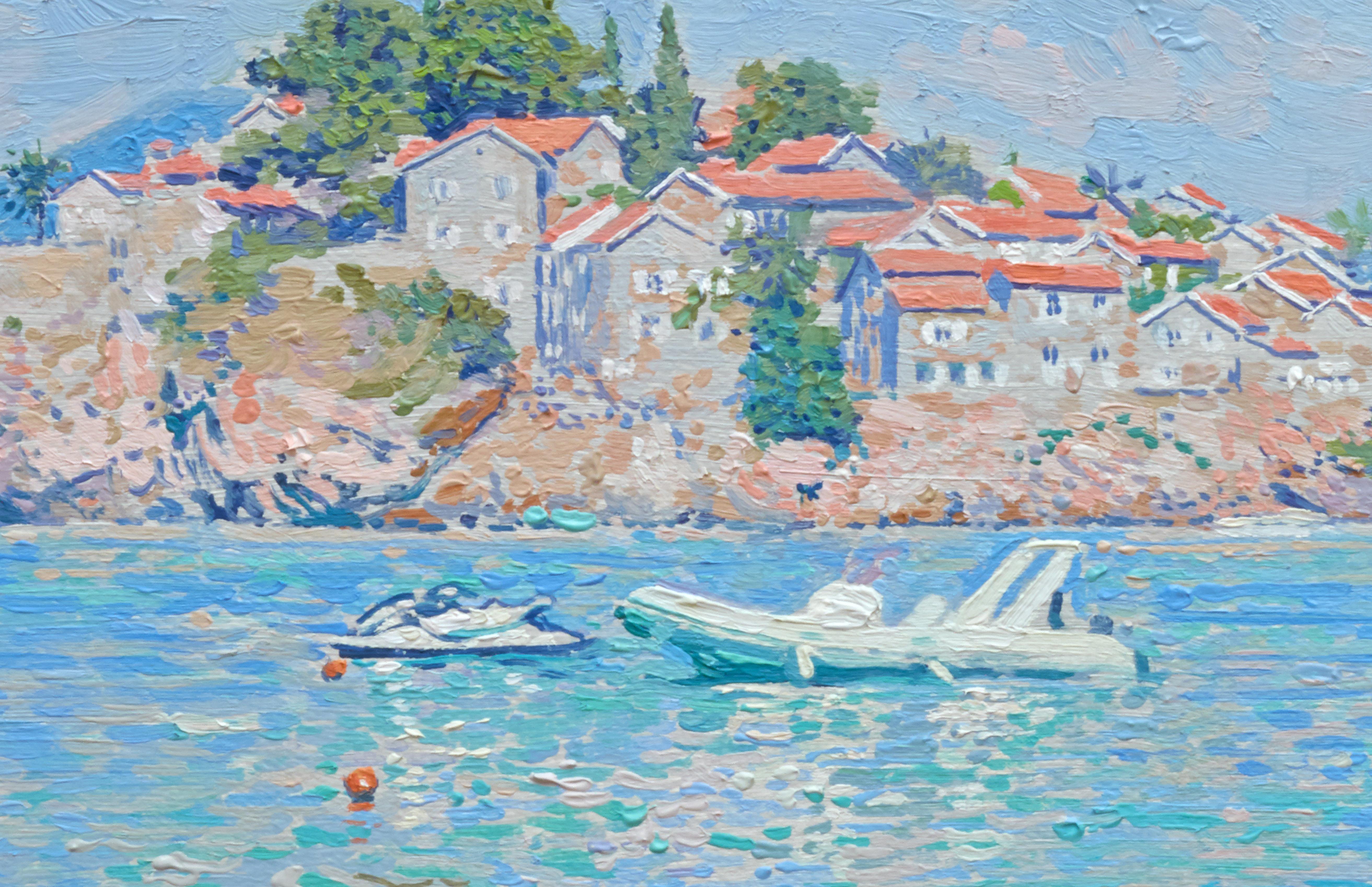 Sveti Stefan - Impressionist Painting by Simon Kozhin