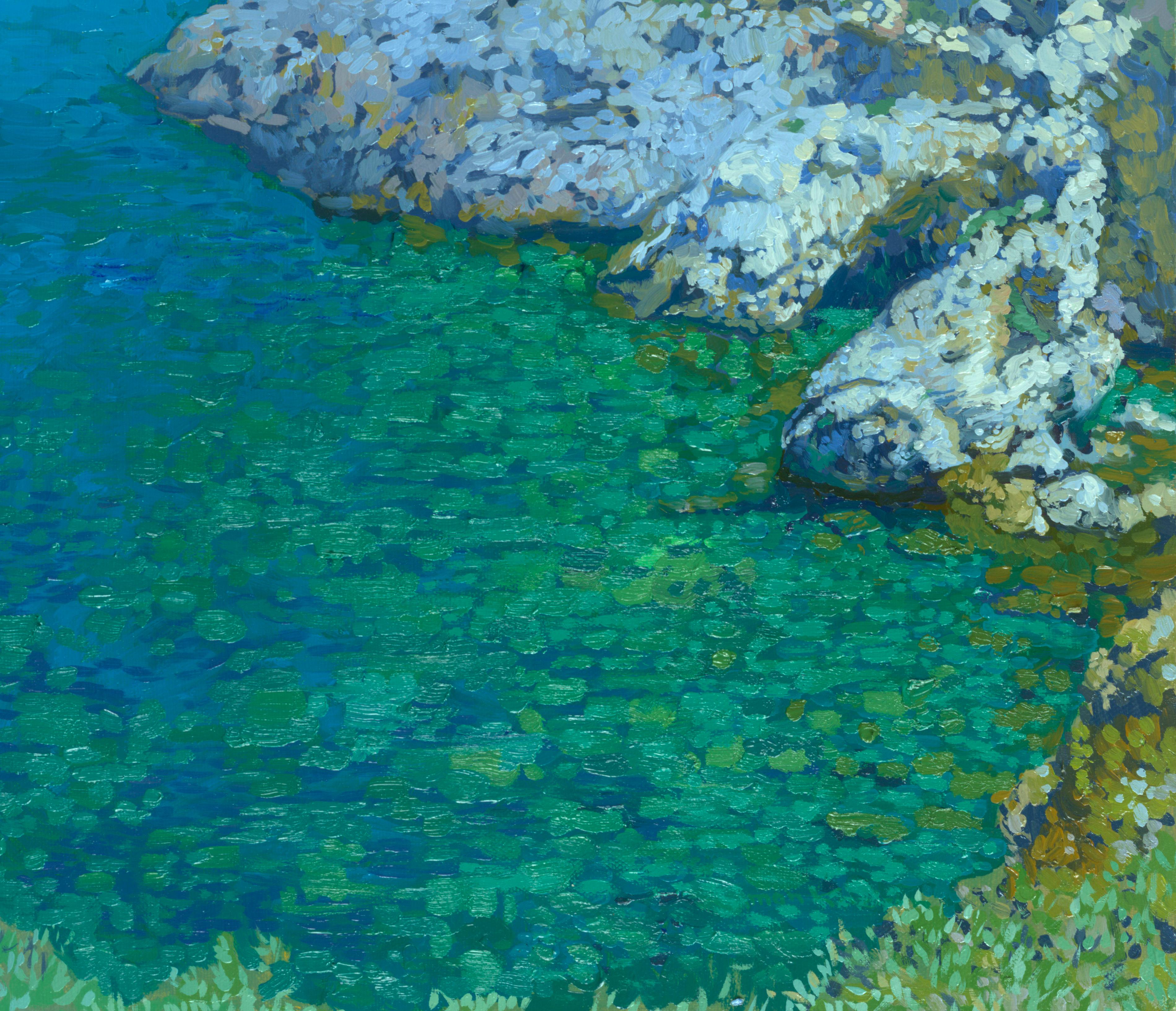 Desde lo alto de los acantilados de la costa, junto al mar, a menudo puedes ver a la gente nadando en verano. La gente nada y descubre nuevos horizontes.
Exposición:
2012 