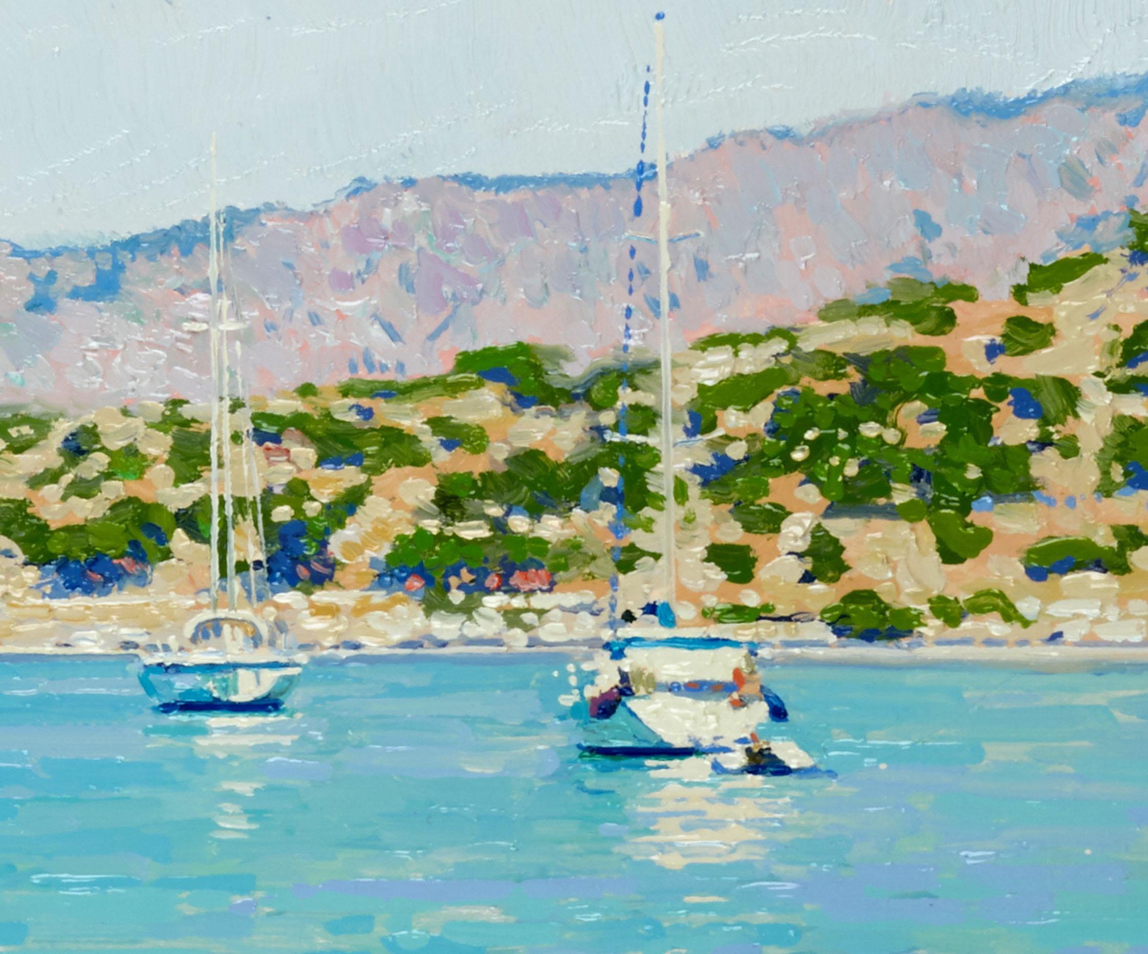 Symi. Griechenland (Blau), Landscape Painting, von Simon Kozhin
