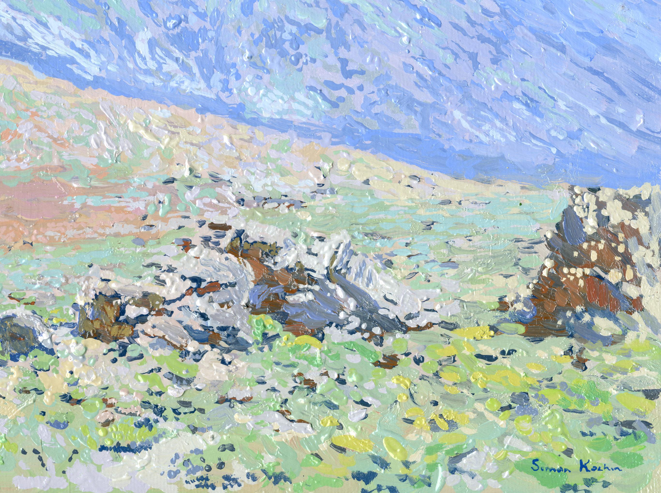 As the creator of this piece, I aimed to capture the raw and majestic spirit of the natural world. Through my brushstrokes, I endeavored to convey the subtle dance of light across the mountain's surface, creating a symphony of color that resonates