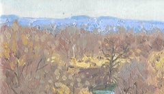 Der Besputa-Fluss im November, Impressionistisches Gemälde, Öl auf Leinwand, 22 x 28 cm