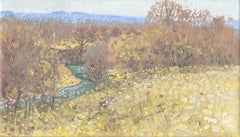 Der Besputa-Fluss im November, Impressionistisches Gemälde, Öl auf Leinwand, 22 x 28 cm
