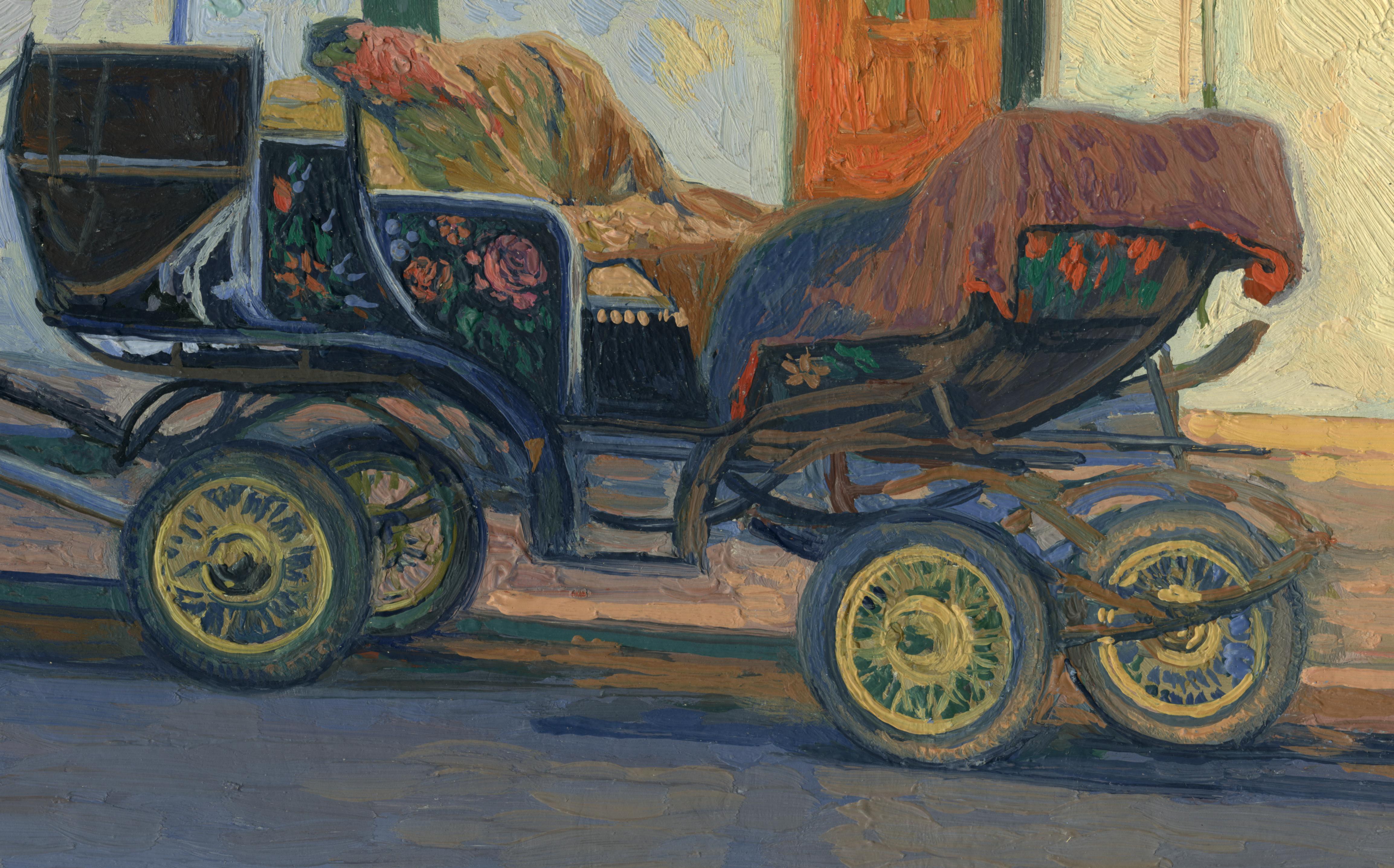 Le chariot avec le cheval. Suzdal - Impressionnisme Painting par Simon Kozhin