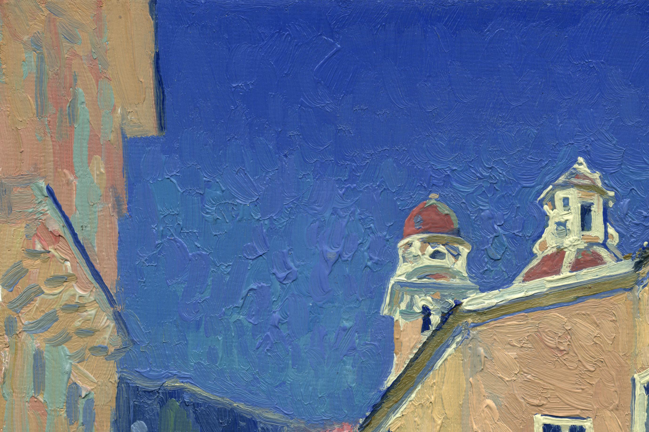 L'église catholique du Carmel à Corfou - Painting de Simon Kozhin