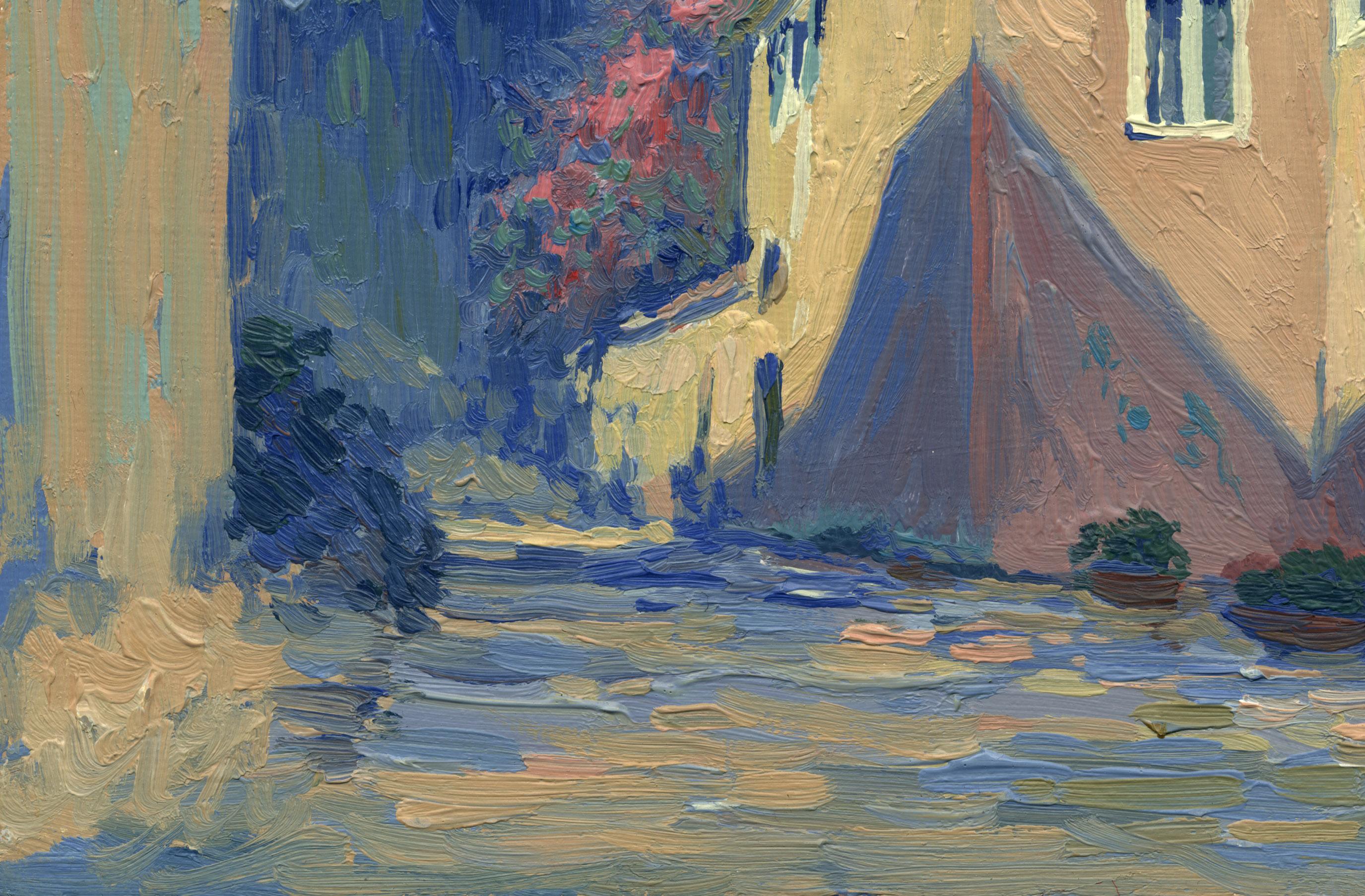 L'église catholique du Carmel à Corfou - Impressionnisme Painting par Simon Kozhin