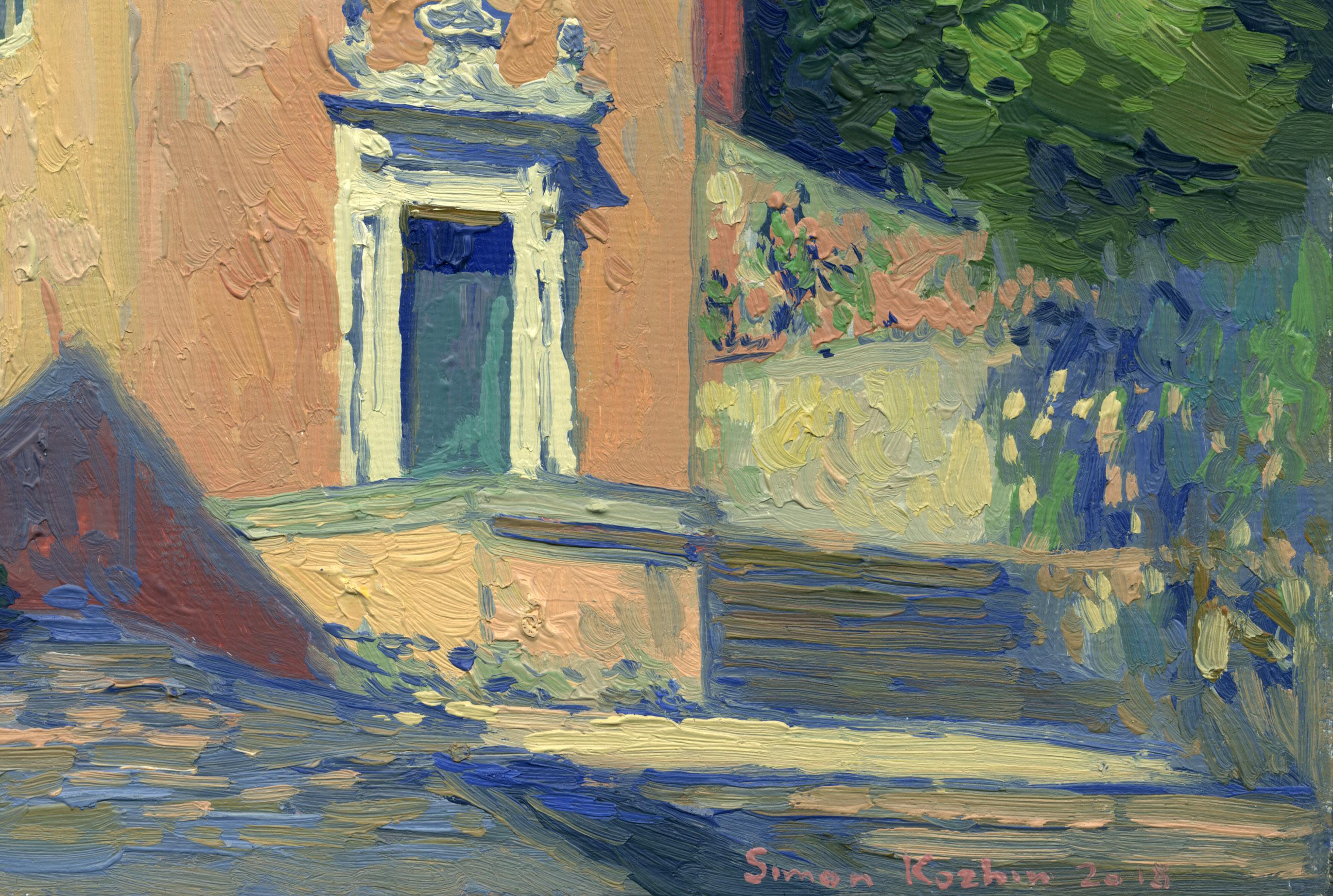 Cette peinture capture la chaleur et le charme intemporel d'un moment serein baigné par la lumière du soleil. En utilisant de riches textures à l'huile, j'ai mélangé des détails d'art avec une lumière impressionniste pour évoquer la joie paisible et