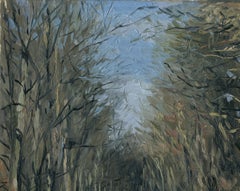 Die ausgegrabene Straße schlummert, Impresonistisches Gemälde, 2001, Öl auf Karton, 24 x 30 cm.