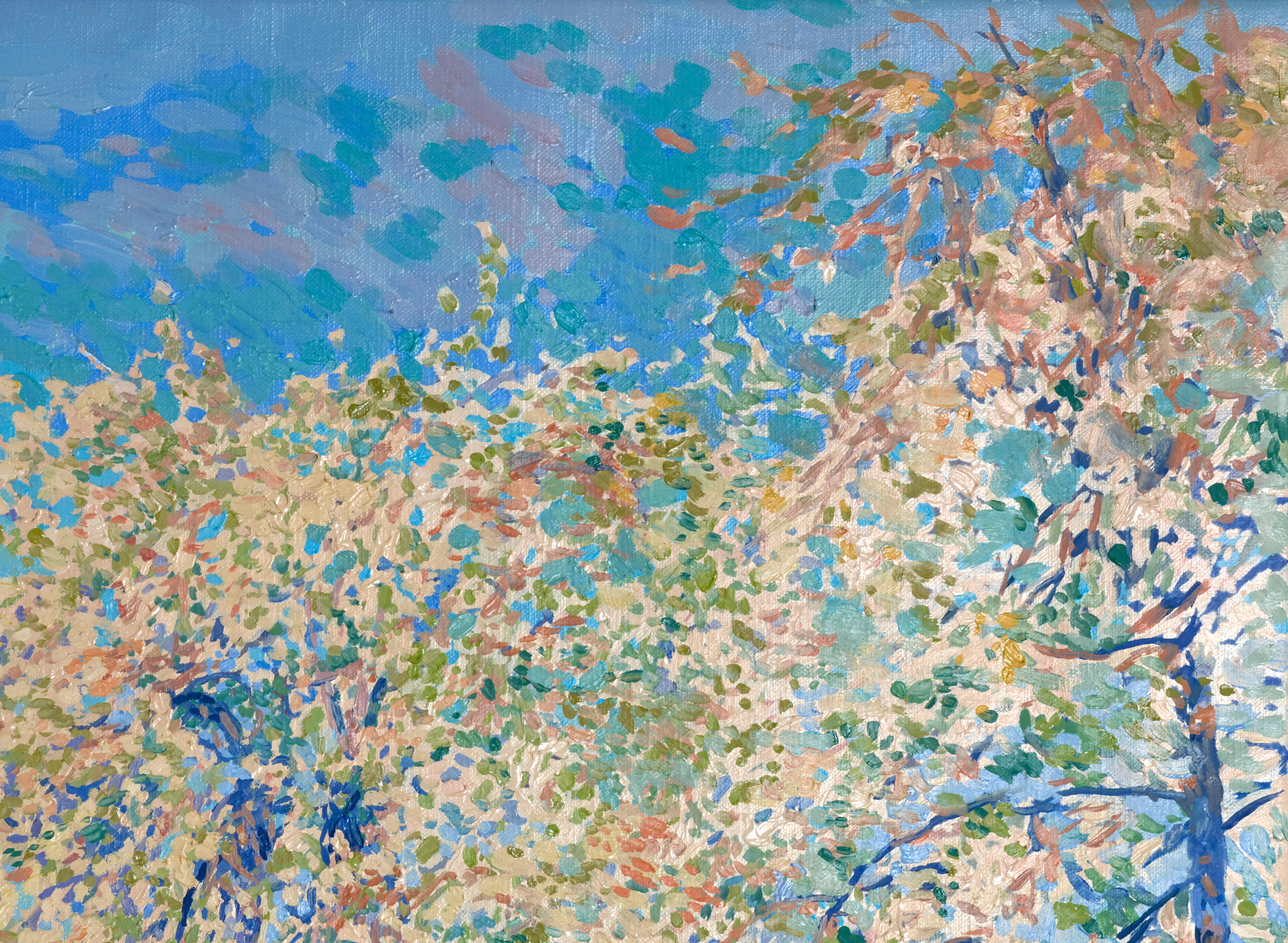 The gardens are in bloom (Grau), Landscape Painting, von Simon Kozhin