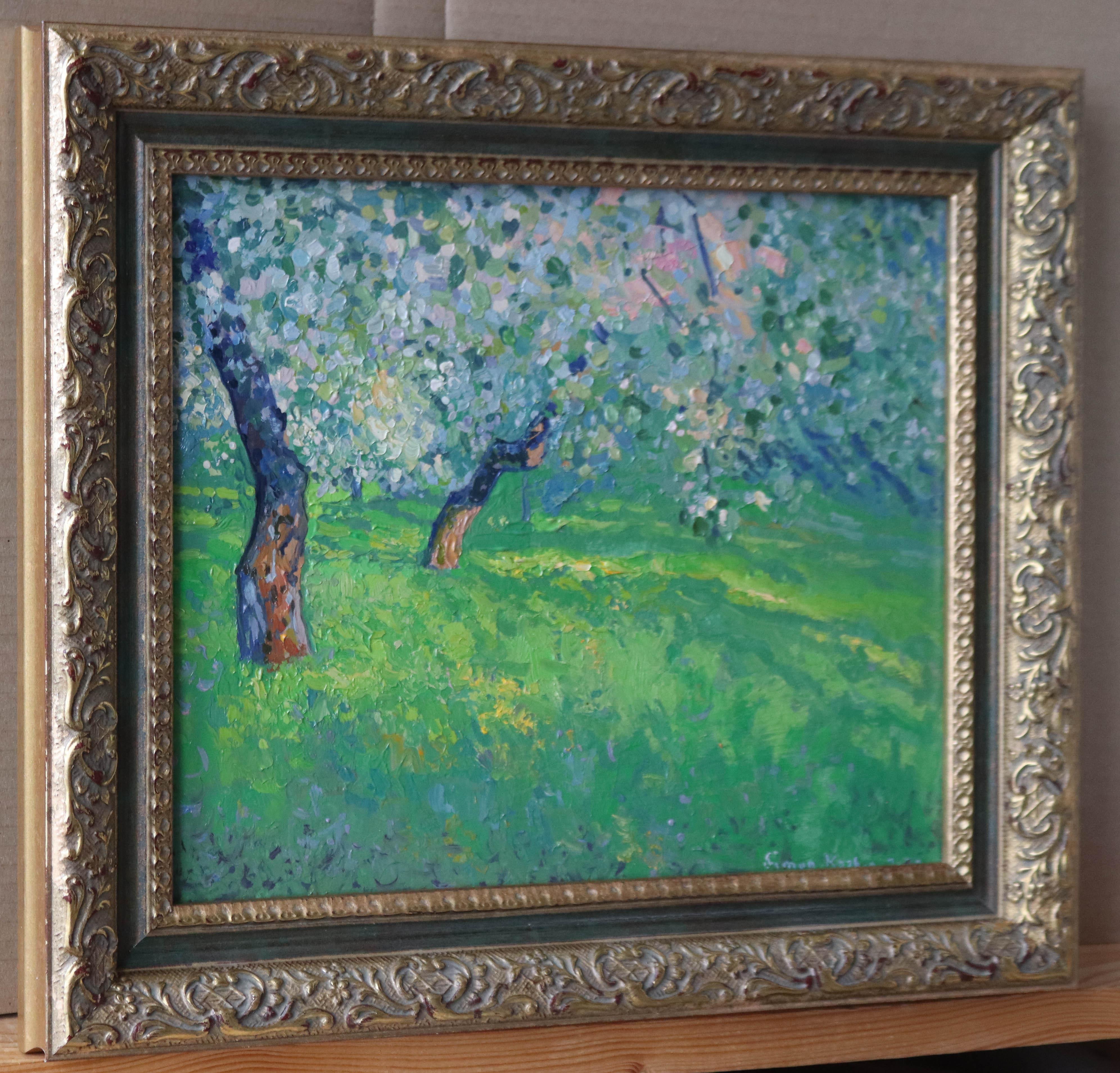 Gli ultimi raggi. Meli in fiore - Painting Impressionismo di Simon Kozhin