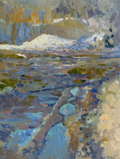 The last snow. Puddles. Pereslavl-Zalessky Impressionistic Landscape