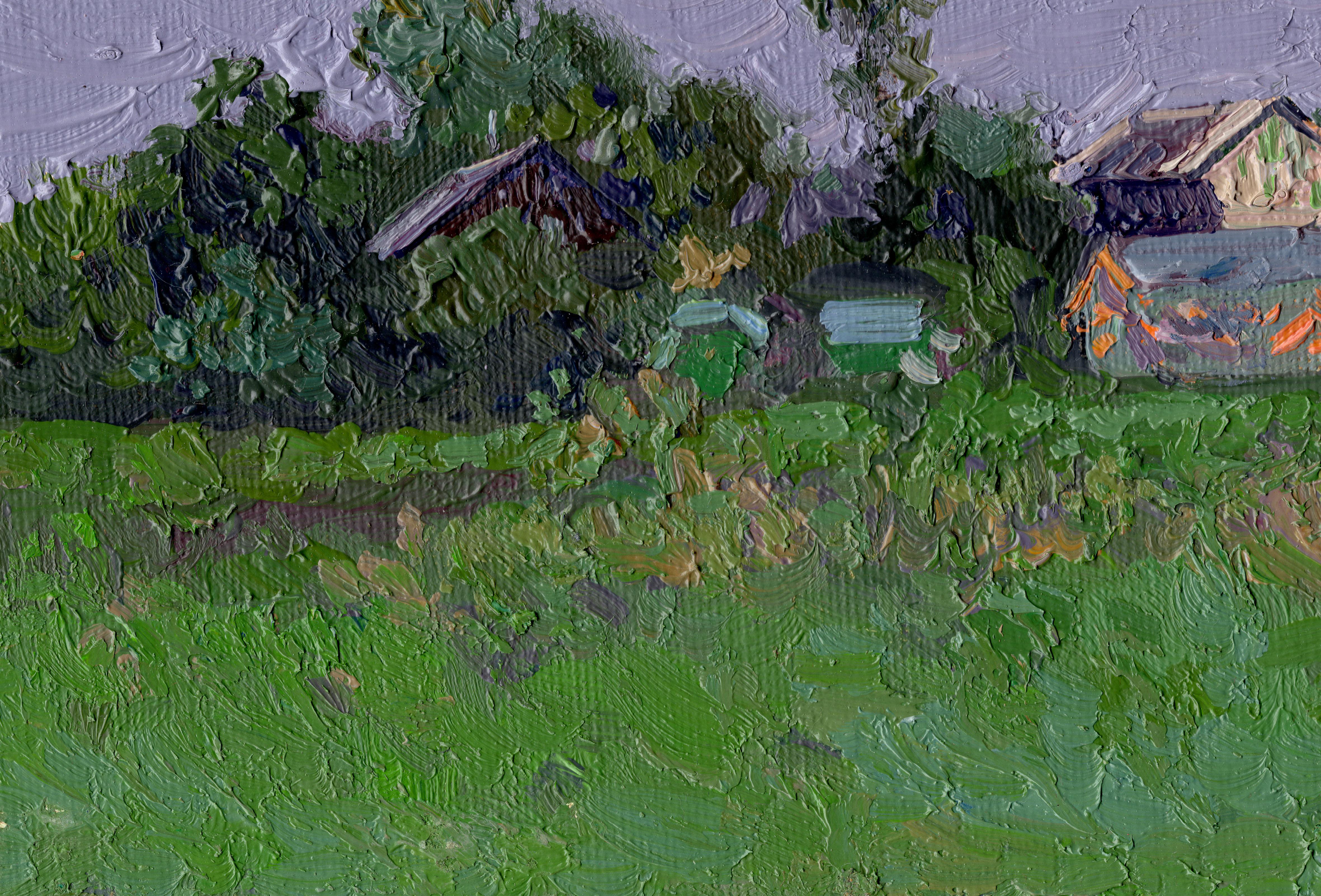 Ha salido la luna. Chamzinka - Landscape Painting Gris de Simon Kozhin