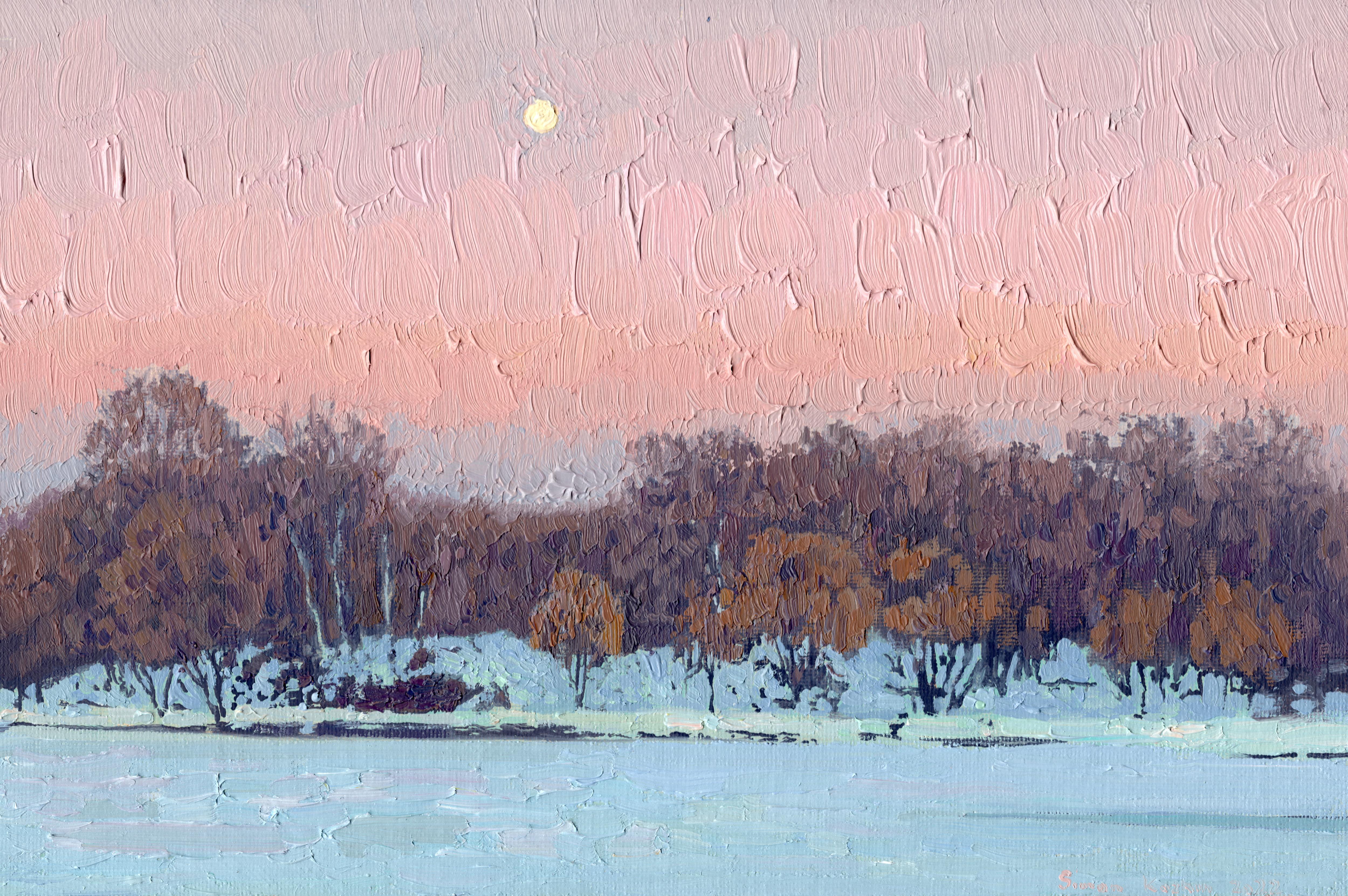 Simon Kozhin Landscape Painting - The moon has risen. Tsaritsyno Pond
