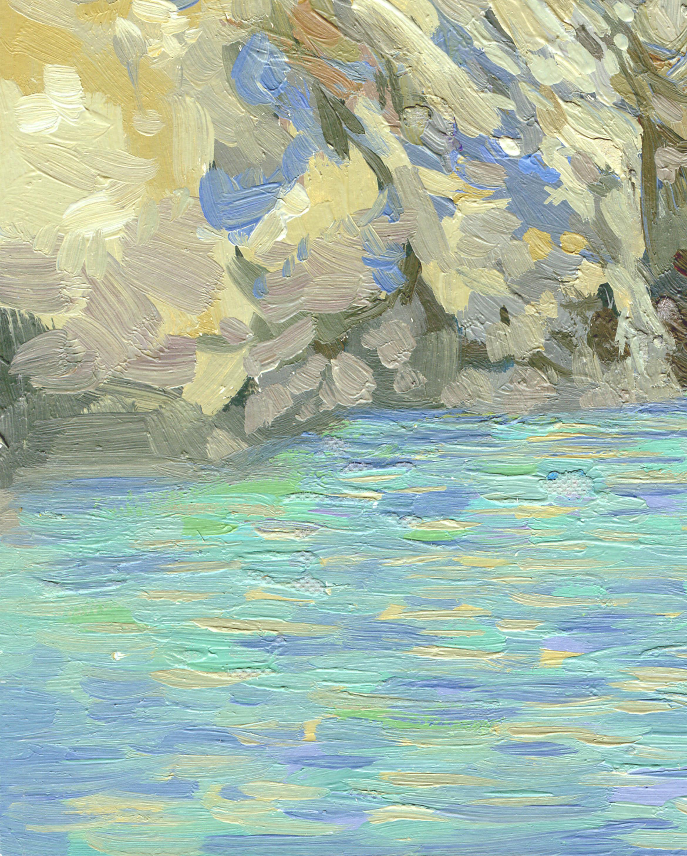 The rock - Blue Landscape Painting by Simon Kozhin