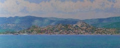The Simena harbor. View of the the old fortress Kaleköy. Turkey