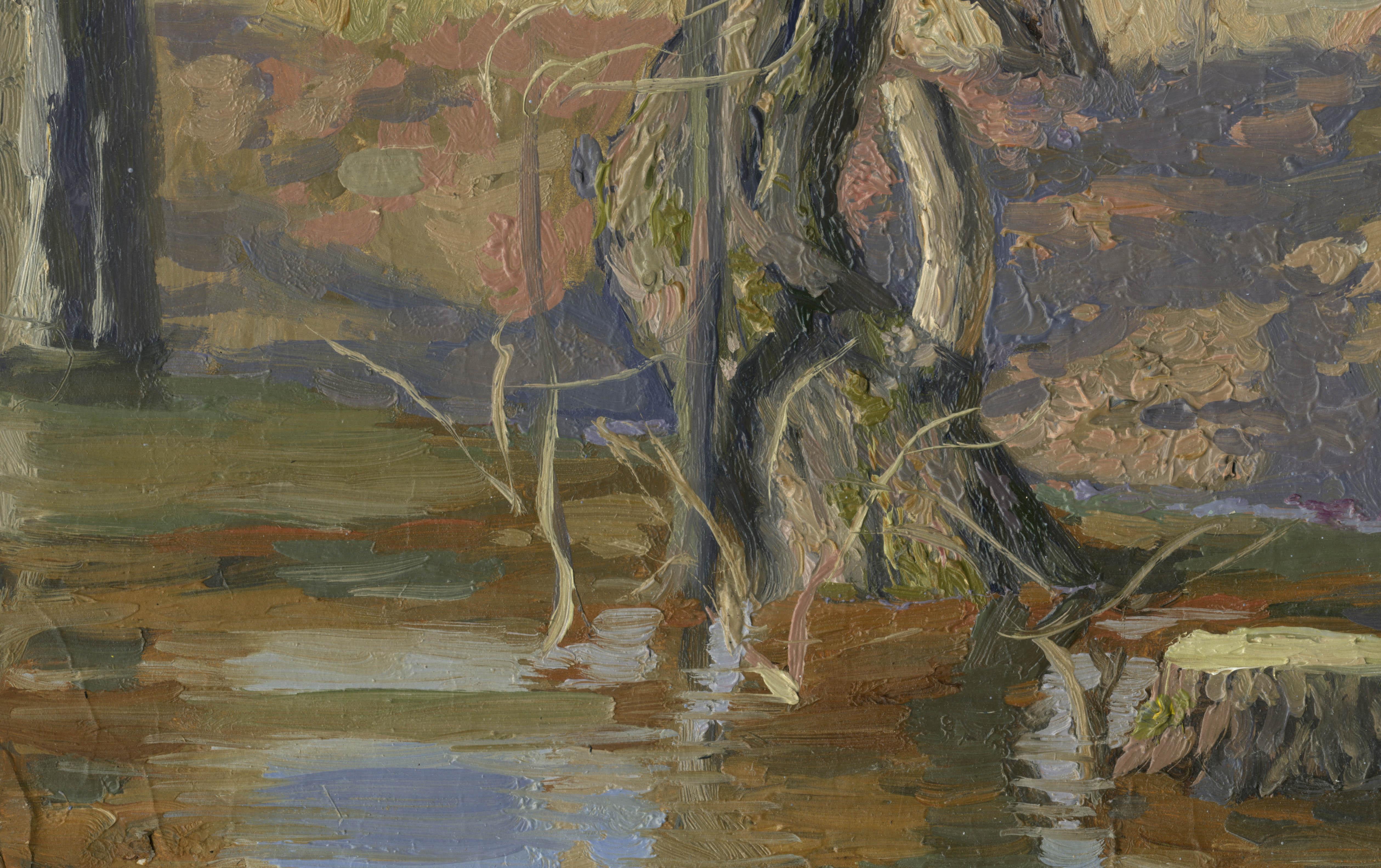 L'alluvione di primavera - Landscape Painting Grigio di Simon Kozhin