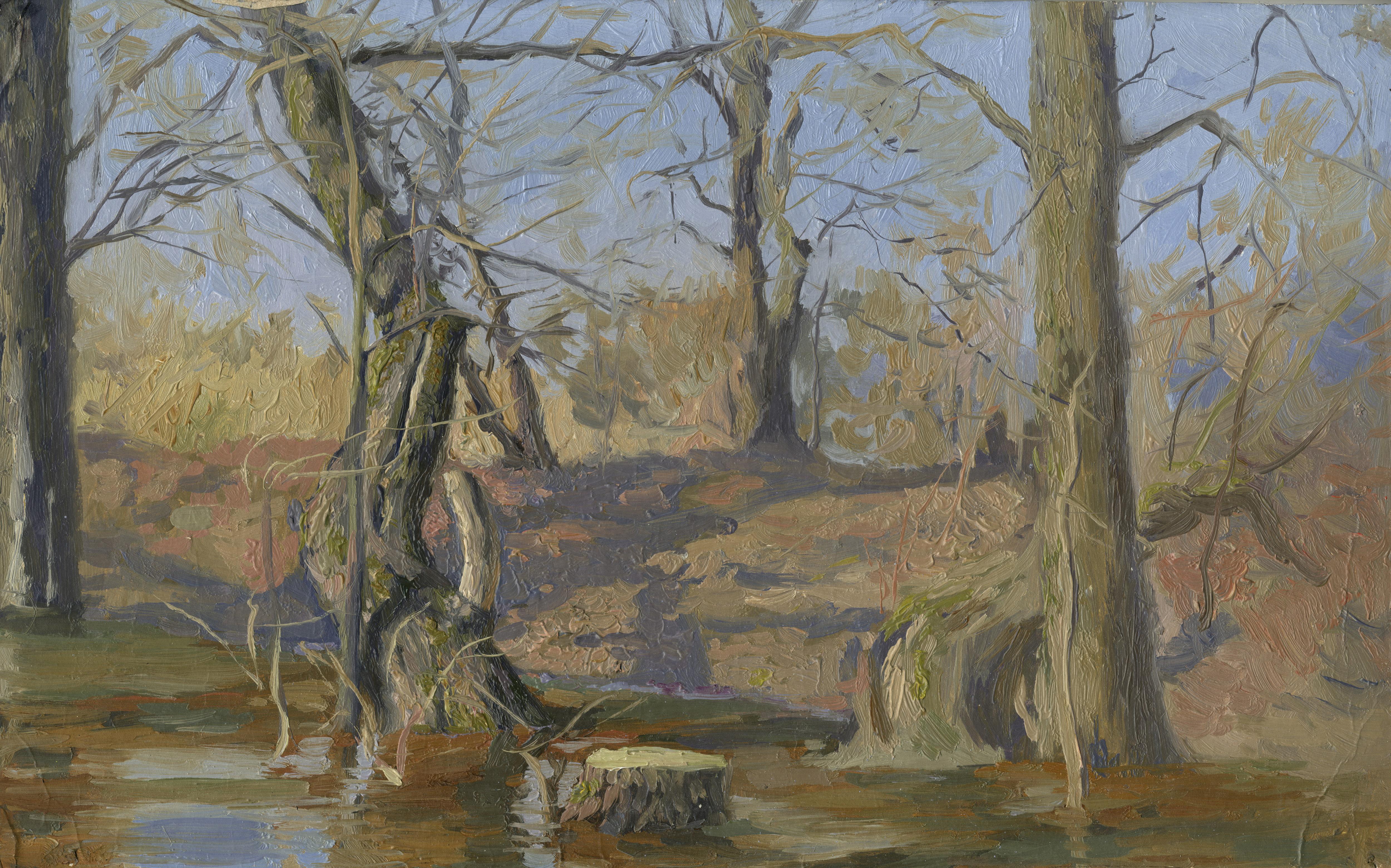 Landscape Painting di Simon Kozhin - L'alluvione di primavera