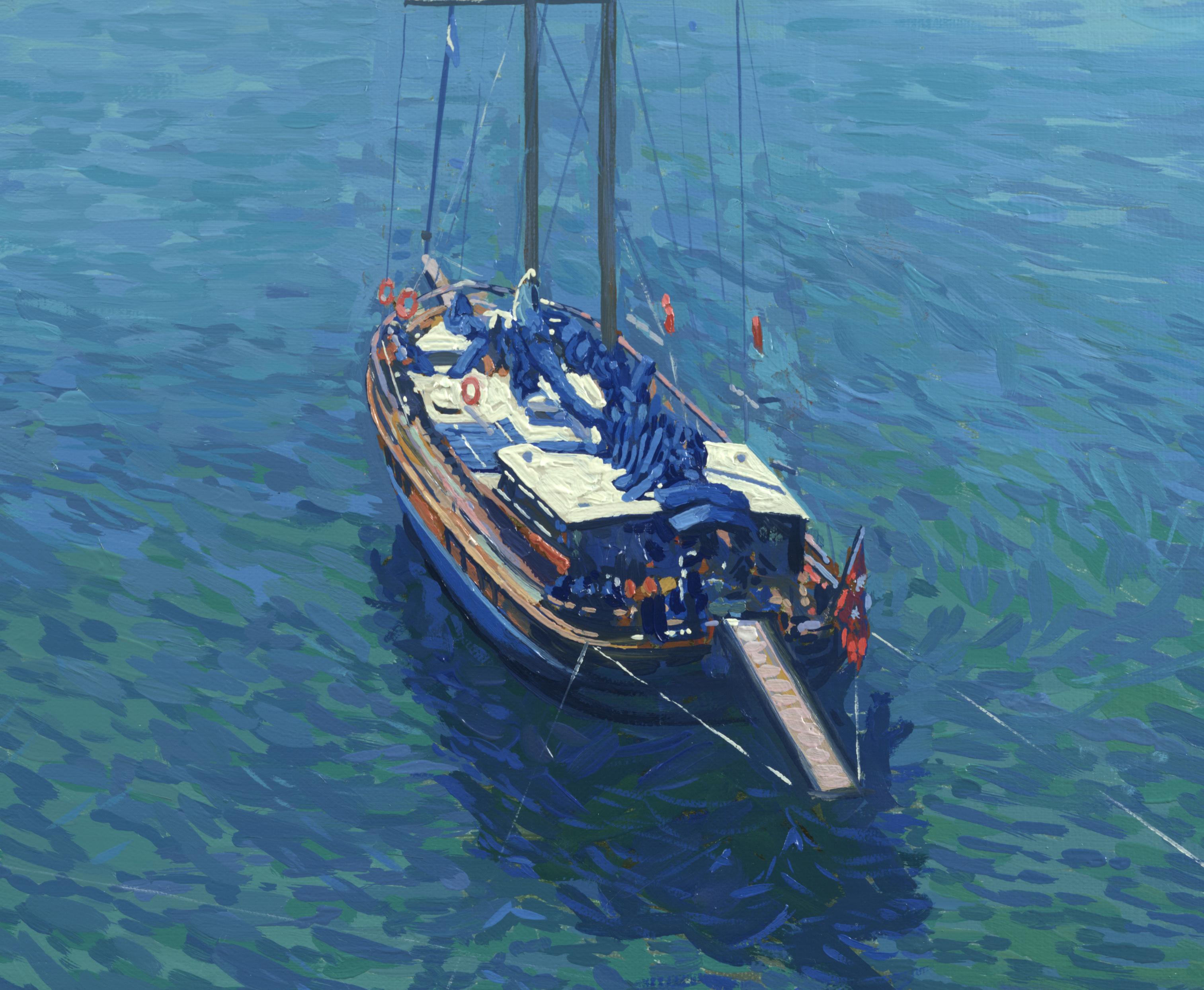 Die Yachten (Blau), Landscape Painting, von Simon Kozhin