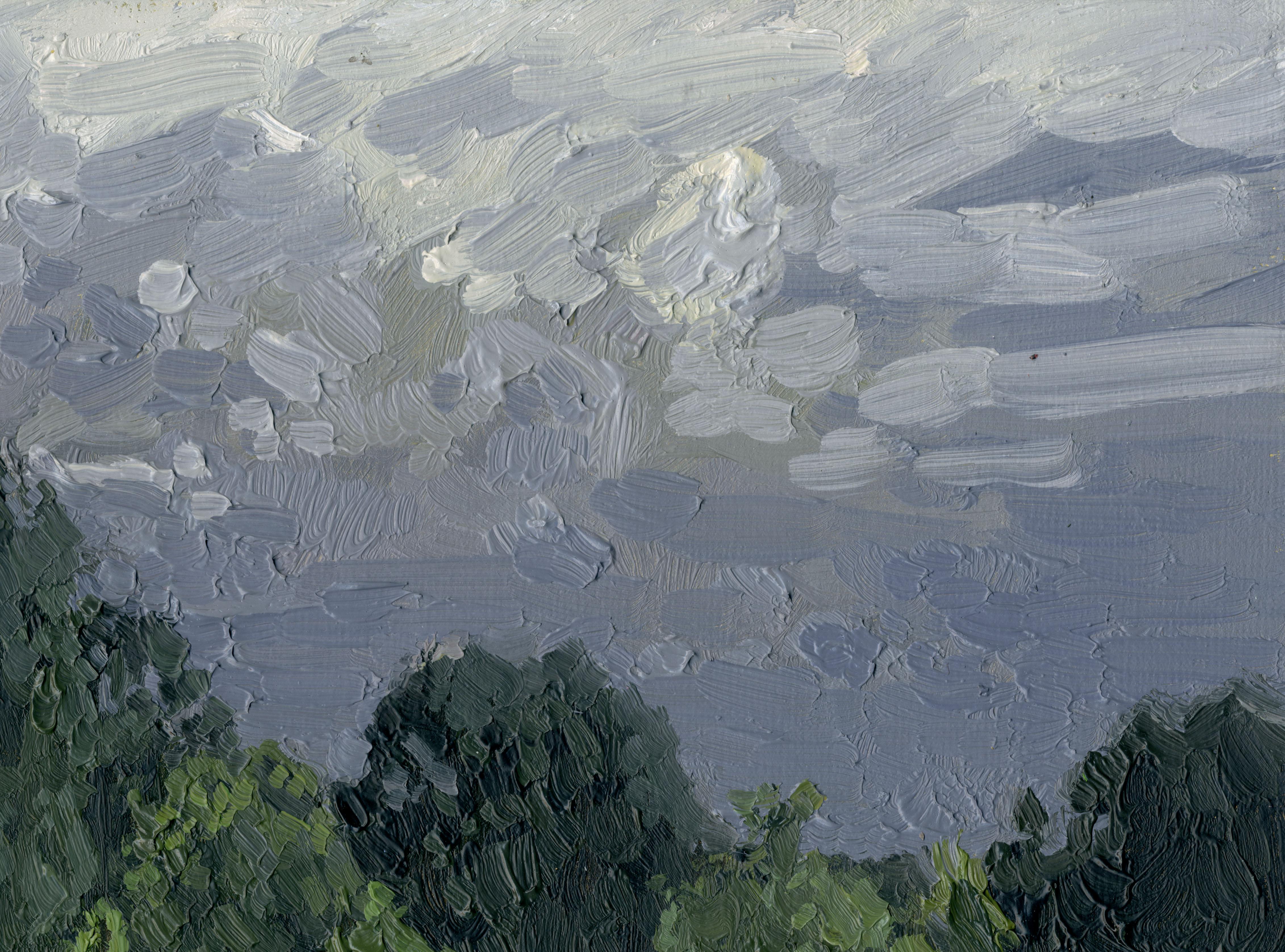Thunderstorm in Lopatino - Impressionist Painting by Simon Kozhin
