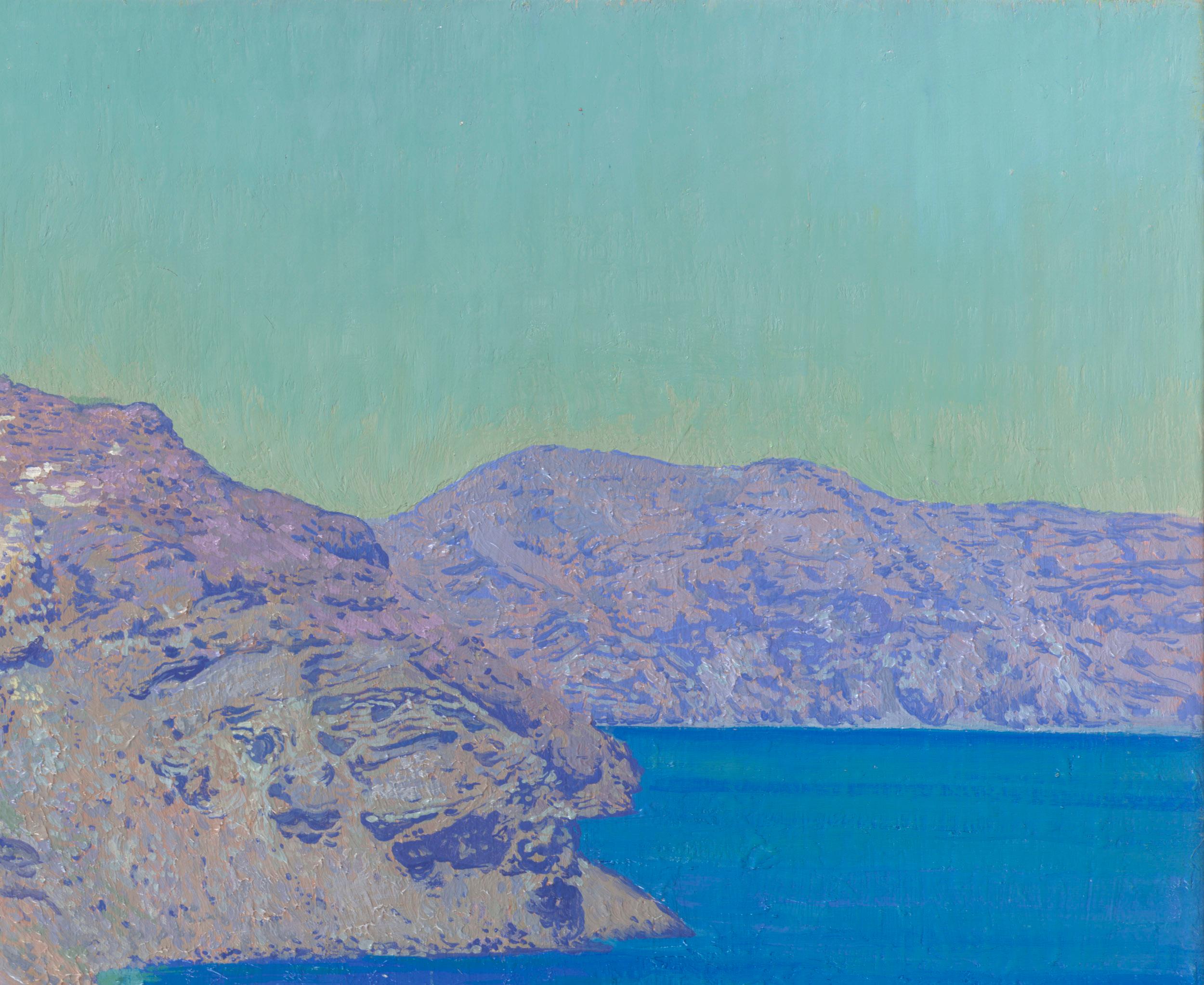 Tira und Caldera. Santorin – Painting von Simon Kozhin
