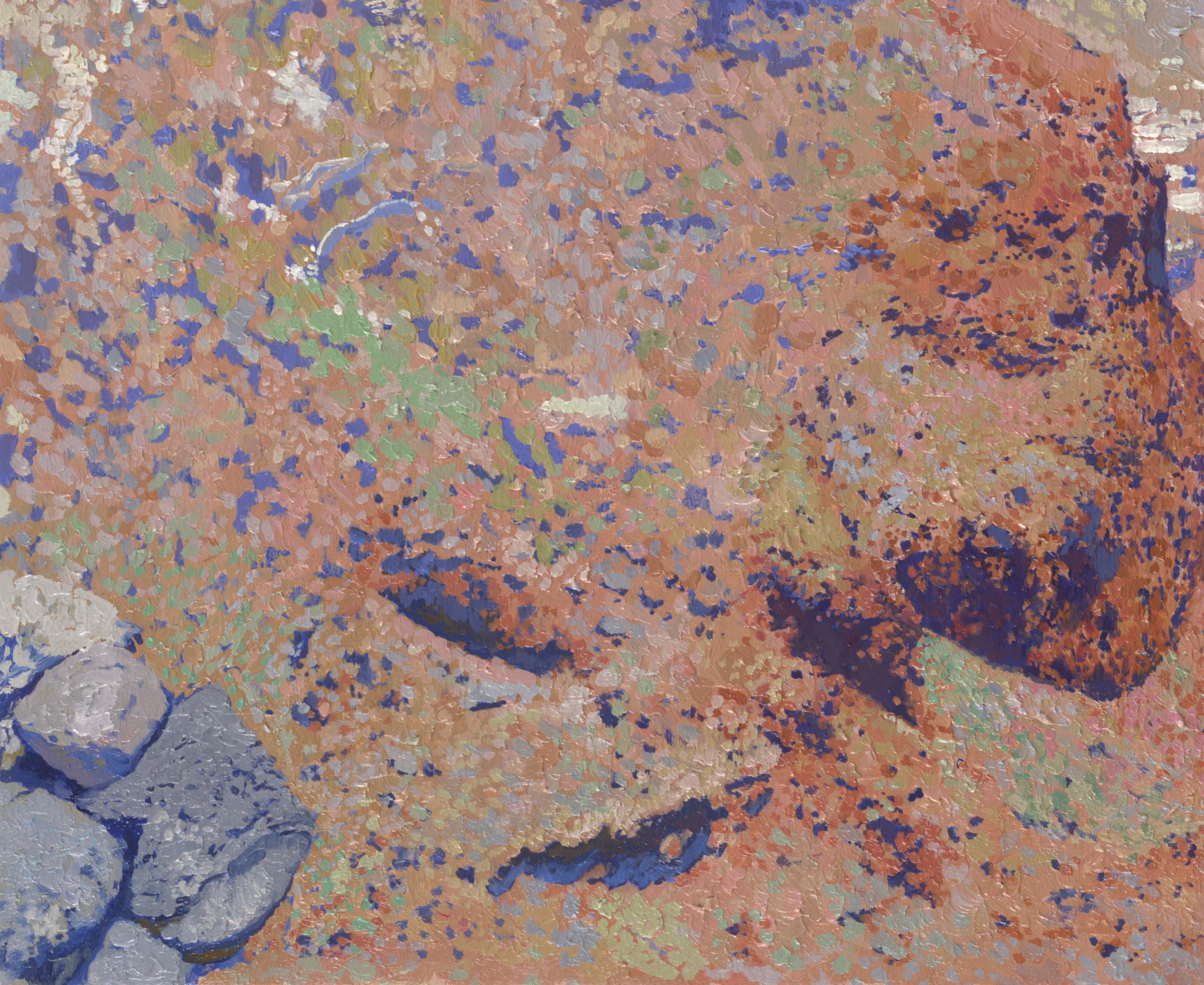 Tira und Caldera. Santorin (Grau), Landscape Painting, von Simon Kozhin