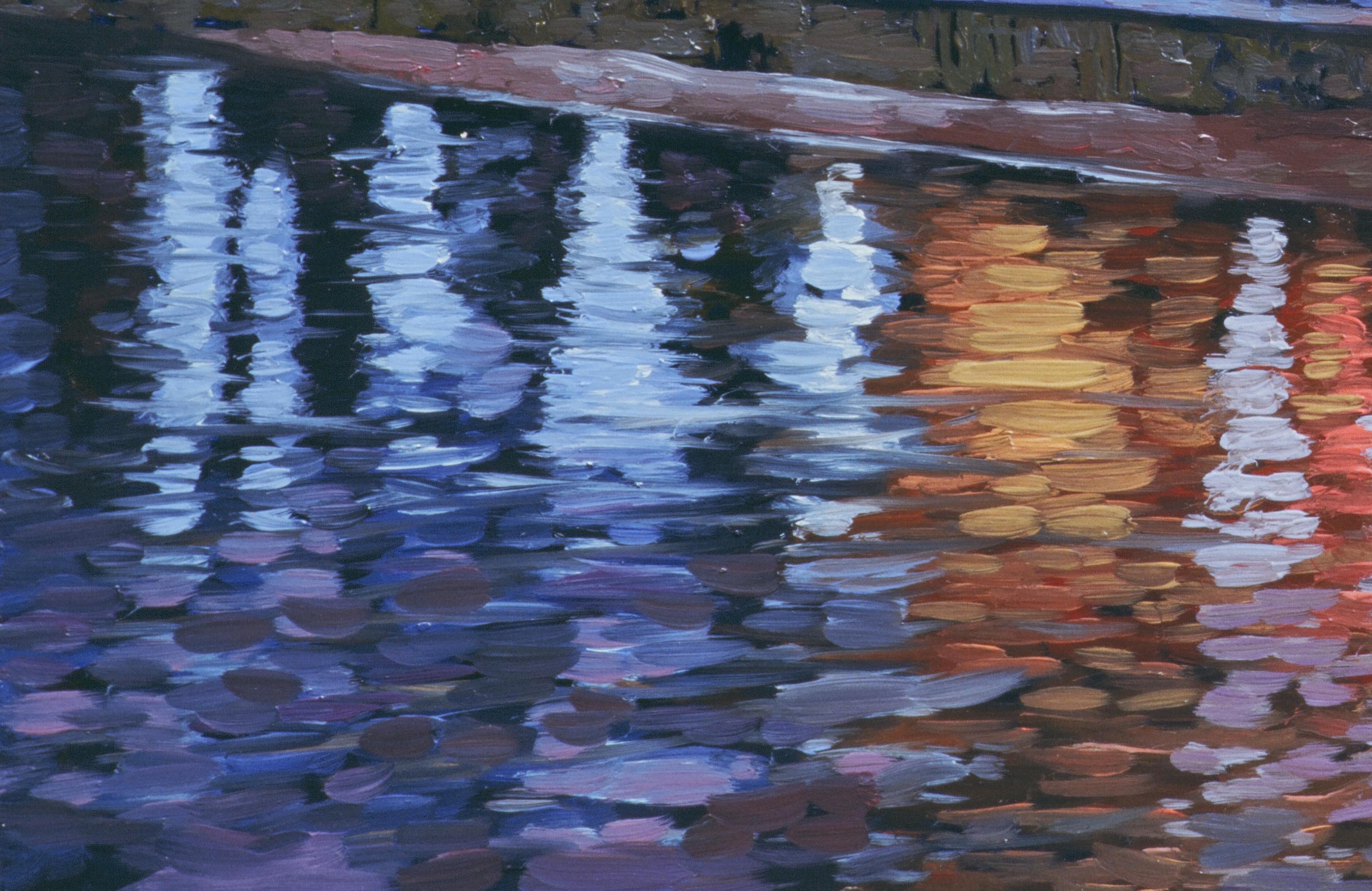 Torre di notte - Painting Impressionismo di Simon Kozhin