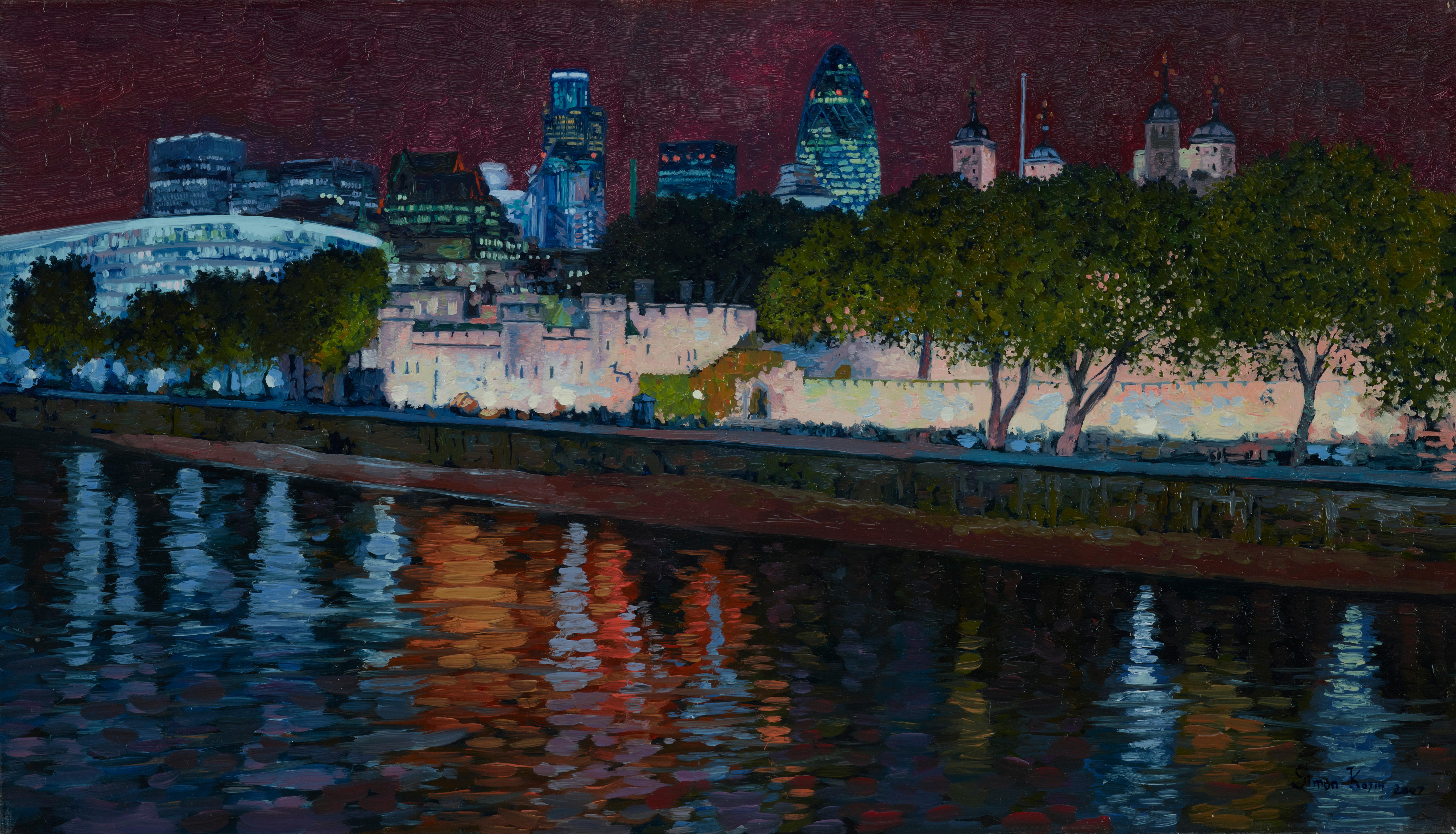 Landscape Painting di Simon Kozhin - Torre di notte