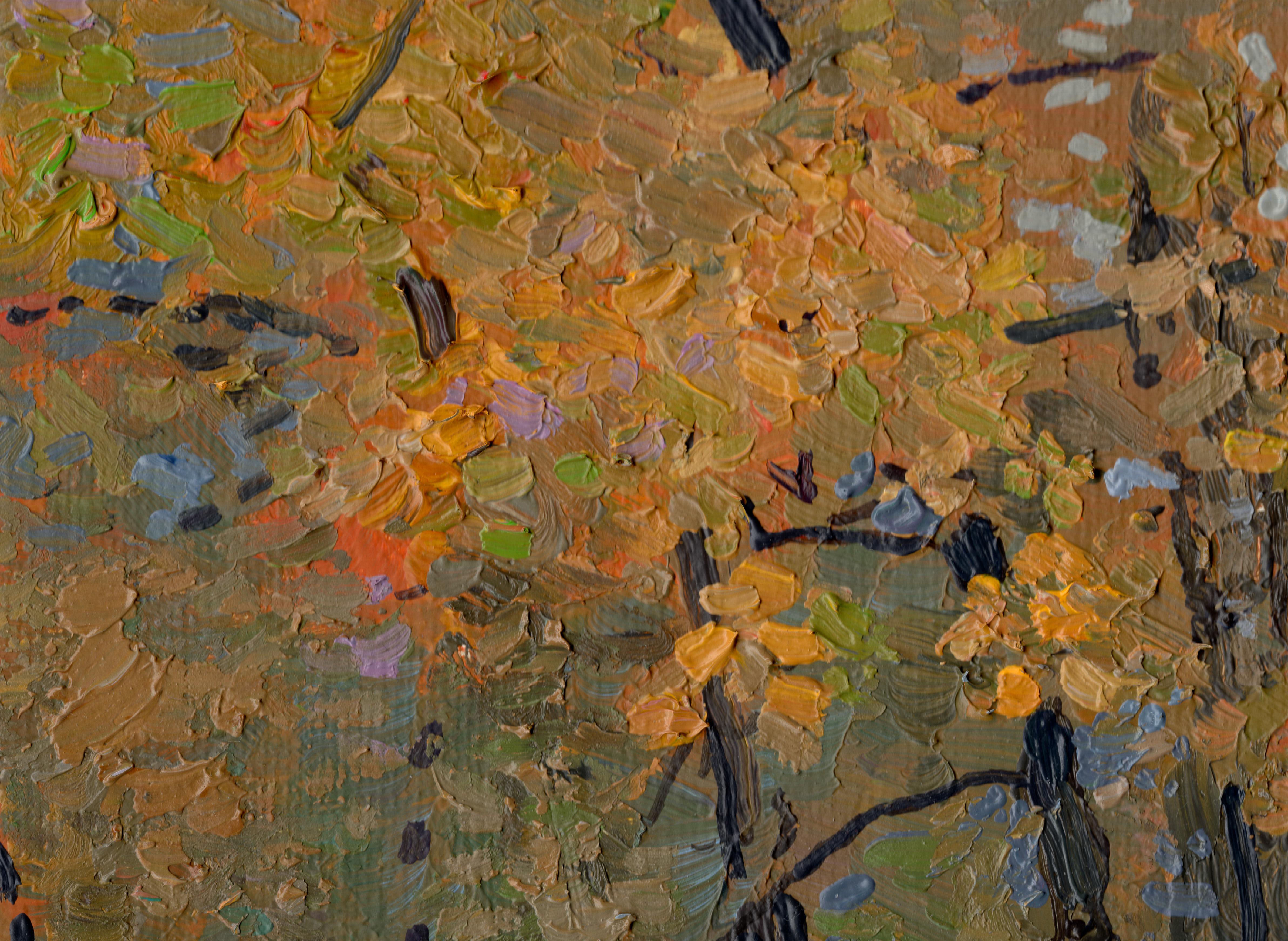 Zarizyno. Herbstblätter – Painting von Simon Kozhin