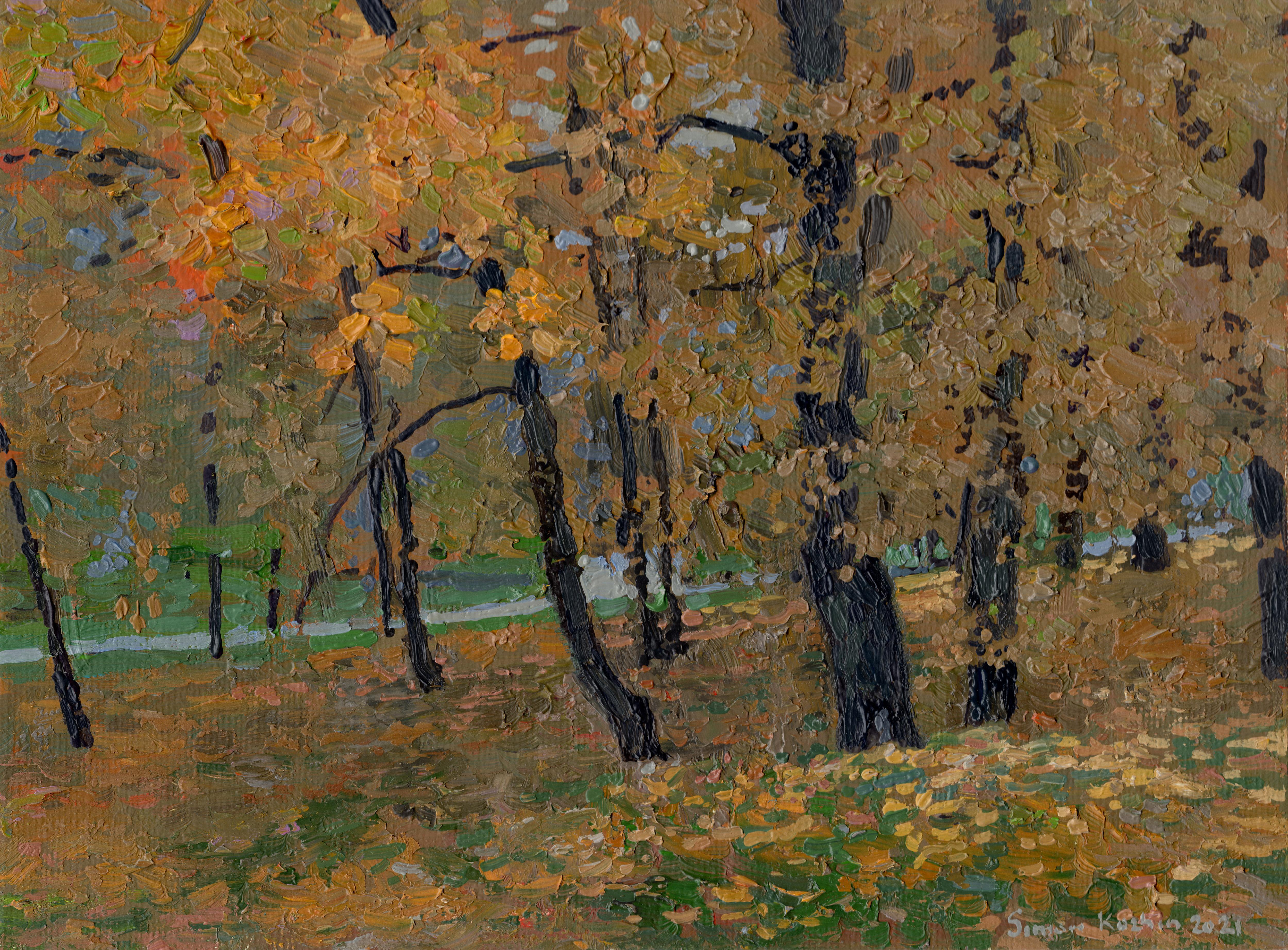 Simon Kozhin Landscape Painting – Zarizyno. Herbstblätter