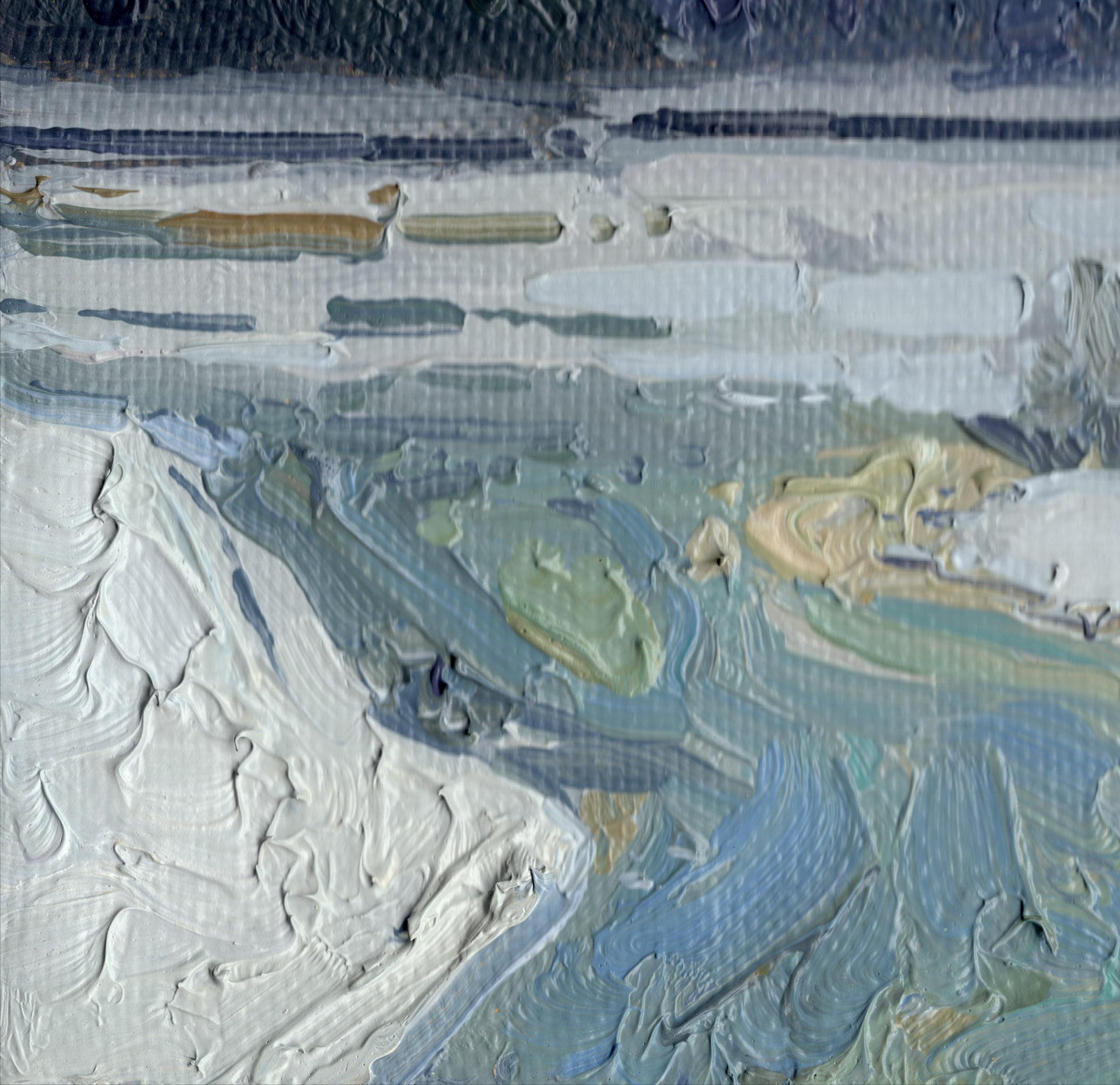 Fluss Twertsa (Grau), Landscape Painting, von Simon Kozhin