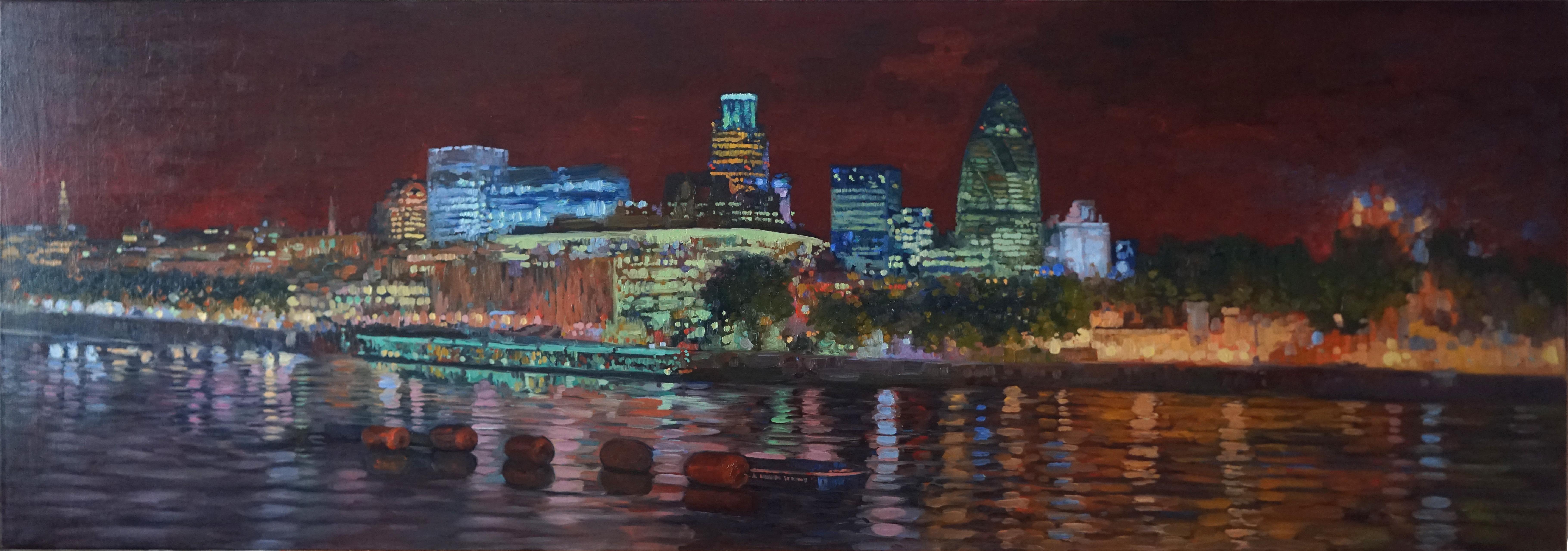 Simon Kozhin Landscape Painting - View of the City From the Thames