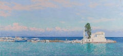 Vlacherna Monastery. Kanoni. Corfu. Greece Impressionism painting 2013 Oil New