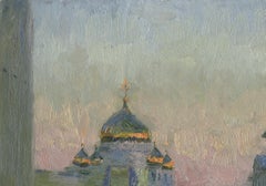White Night. Mokhovaya Street Impressionist painting 1999 Oil on board 25 x 35