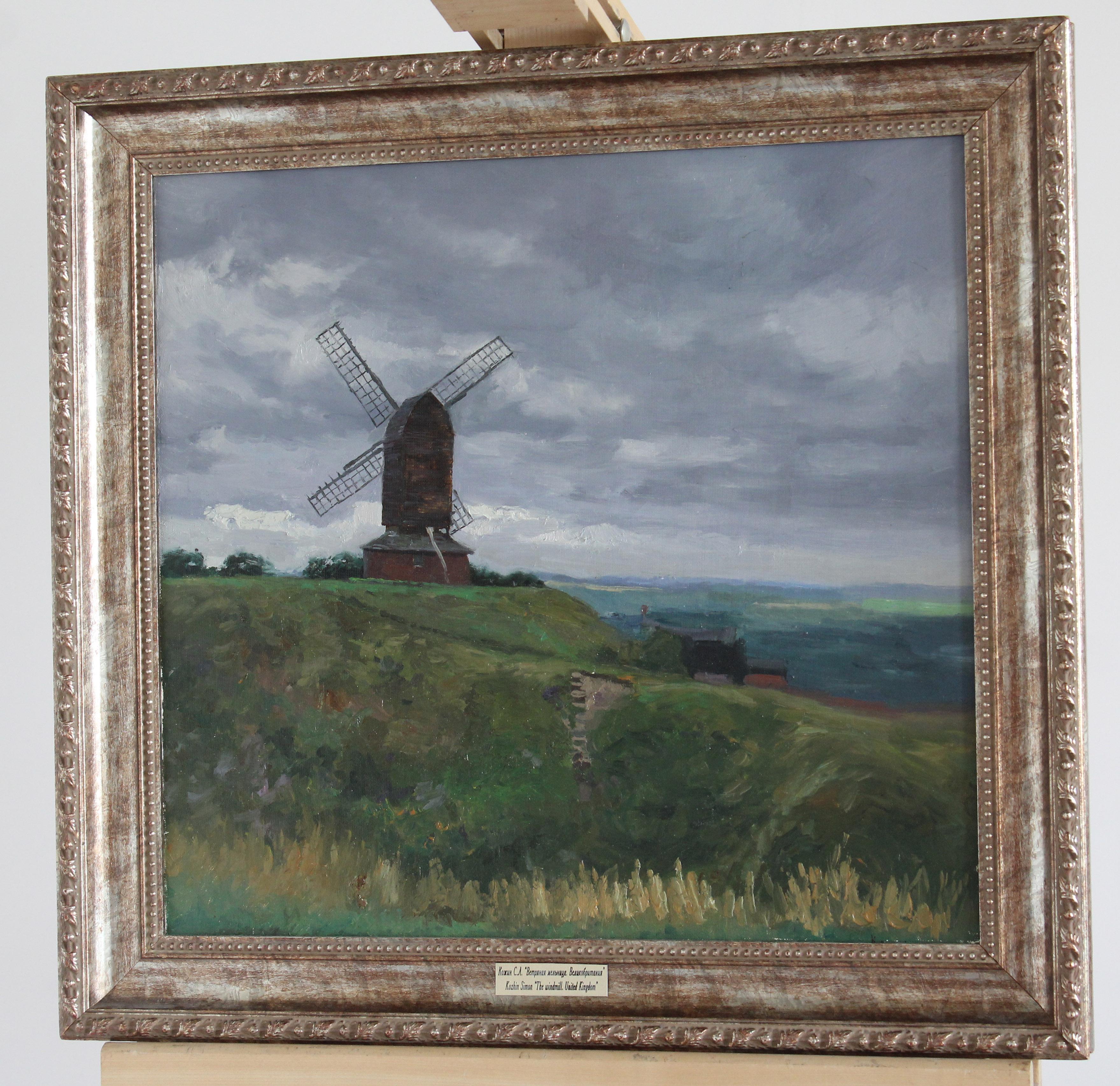 Windmill, Angleterre, peinture à l'huile de paysage de style impressionniste classique encadrée en vente 4